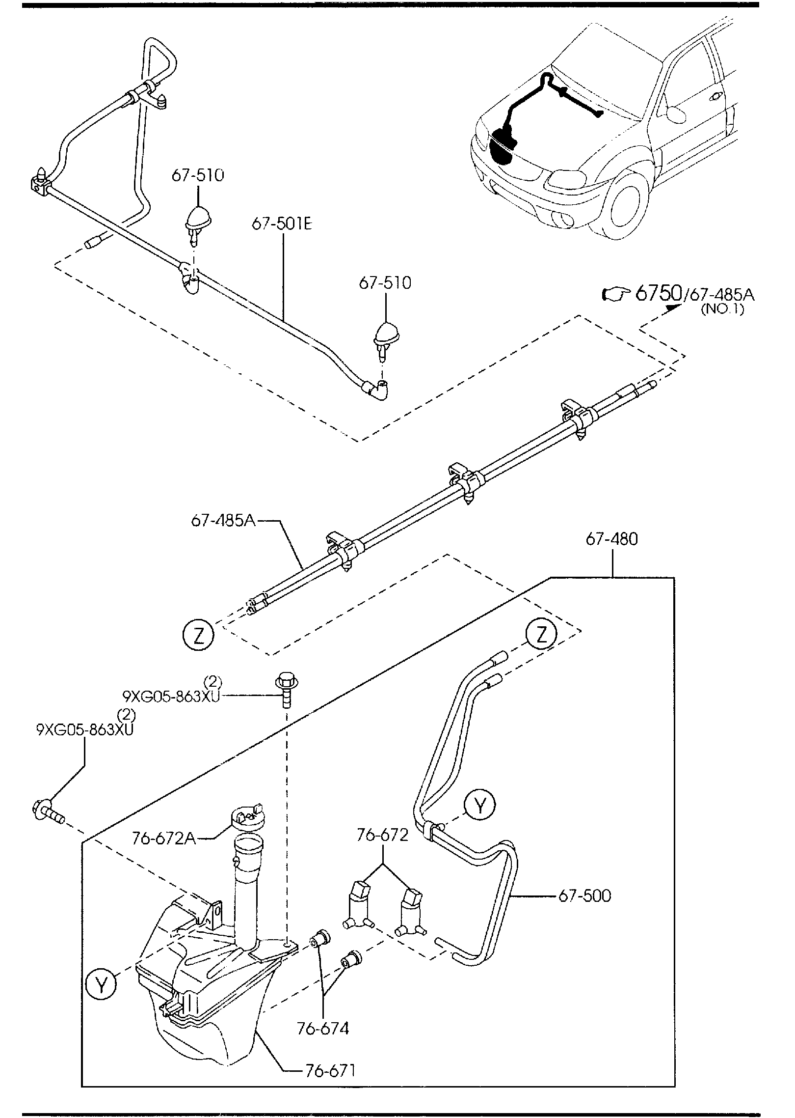 Diagram WINDSHIELD WASHER for your Mazda