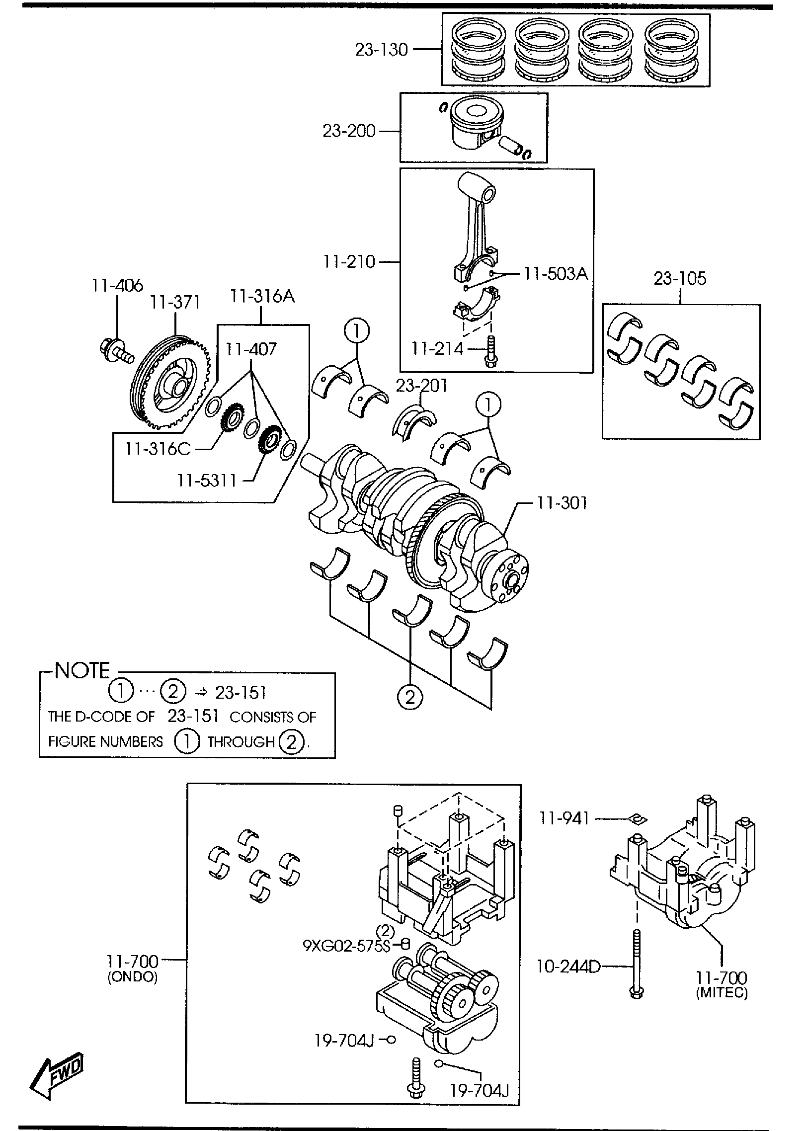 Diagram PISTON, CRANKSHAFT & FLYWHEEL for your 2013 Mazda MX-5 Miata   