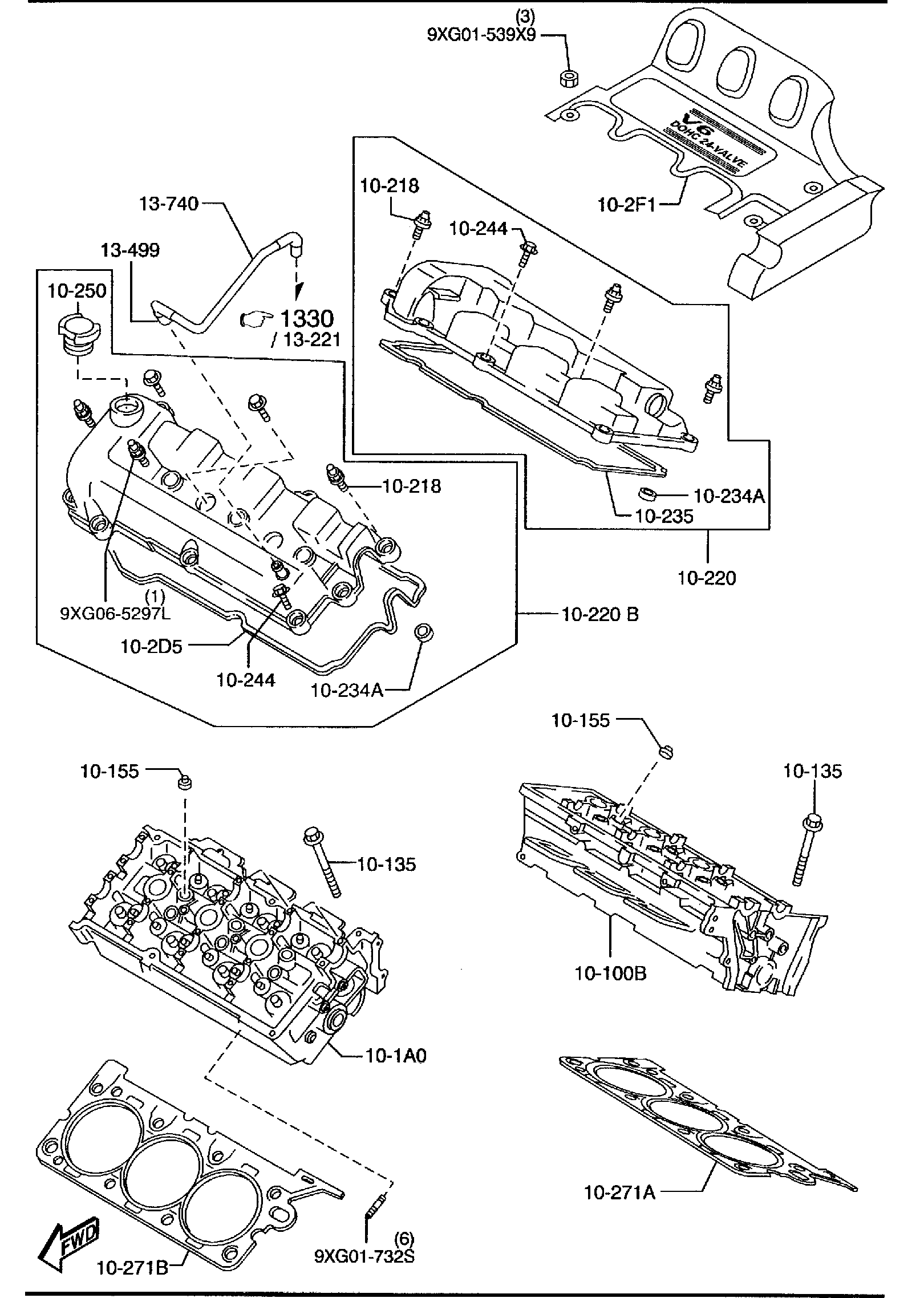 Diagram CYLINDER HEAD & COVER (3000CC) for your 2003 Mazda Protege 5   