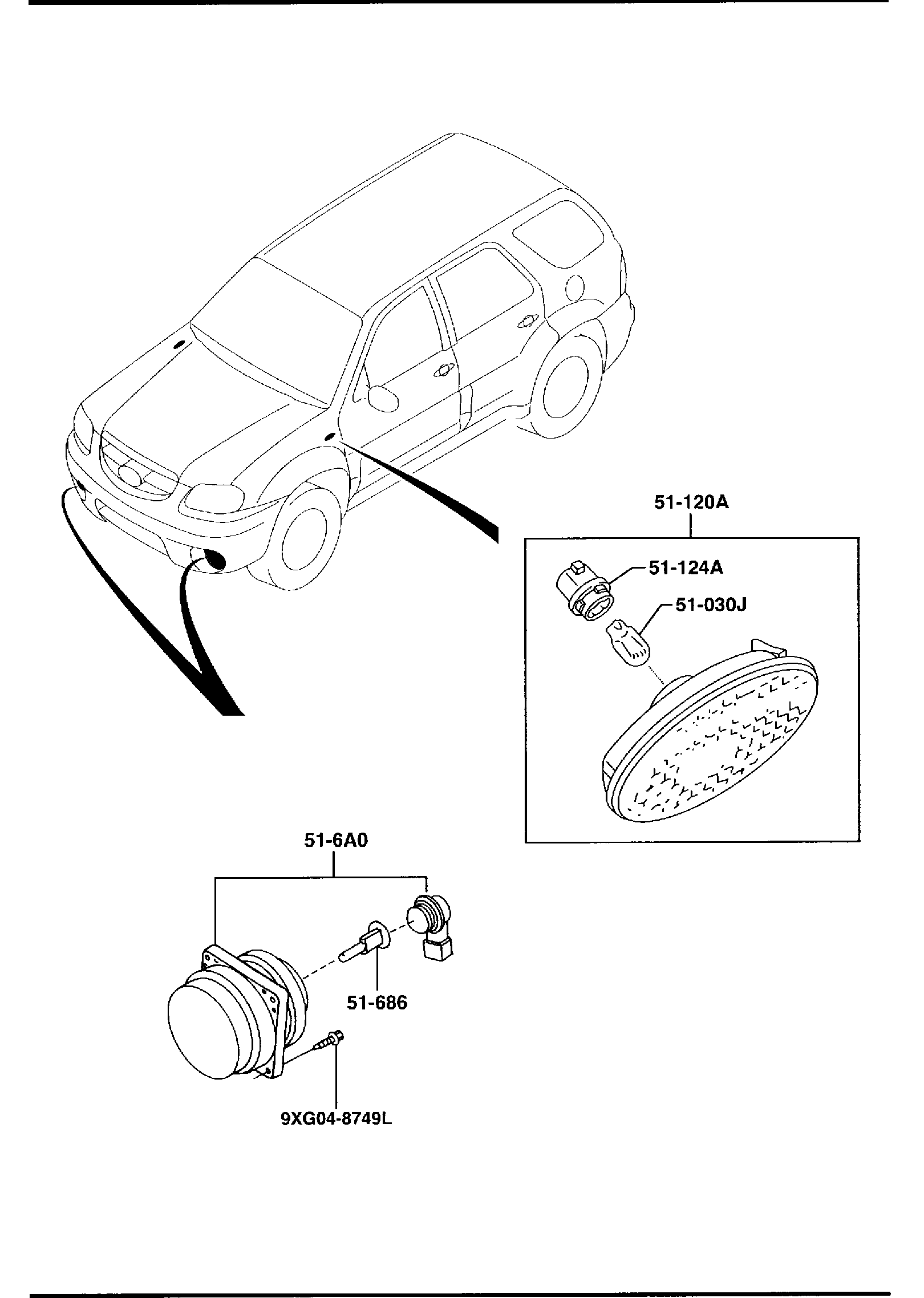Diagram FRONT COMBINATION LAMPS for your 2004 Mazda Tribute   