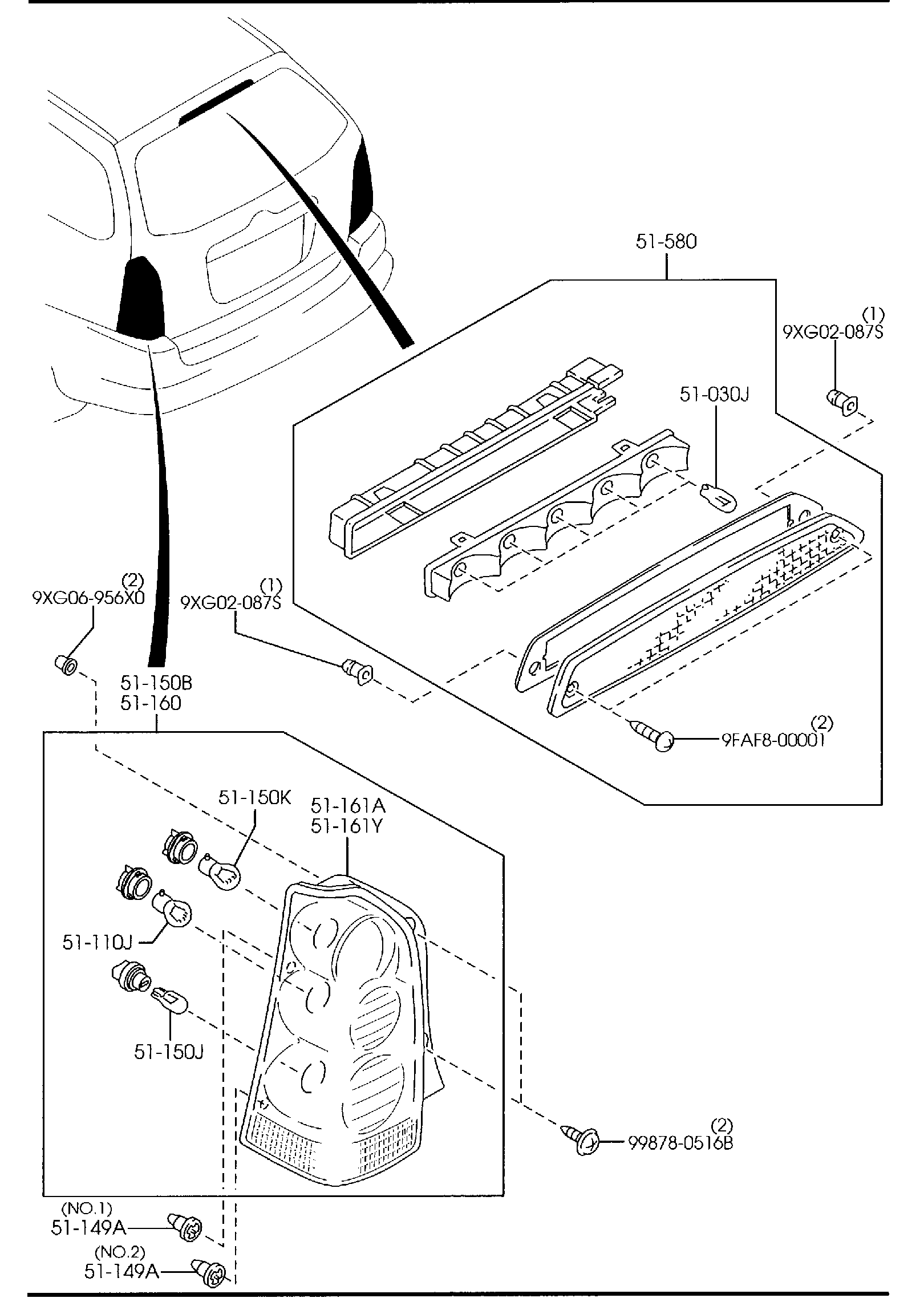 Diagram REAR COMBINATION LAMPS for your 2004 Mazda Tribute   
