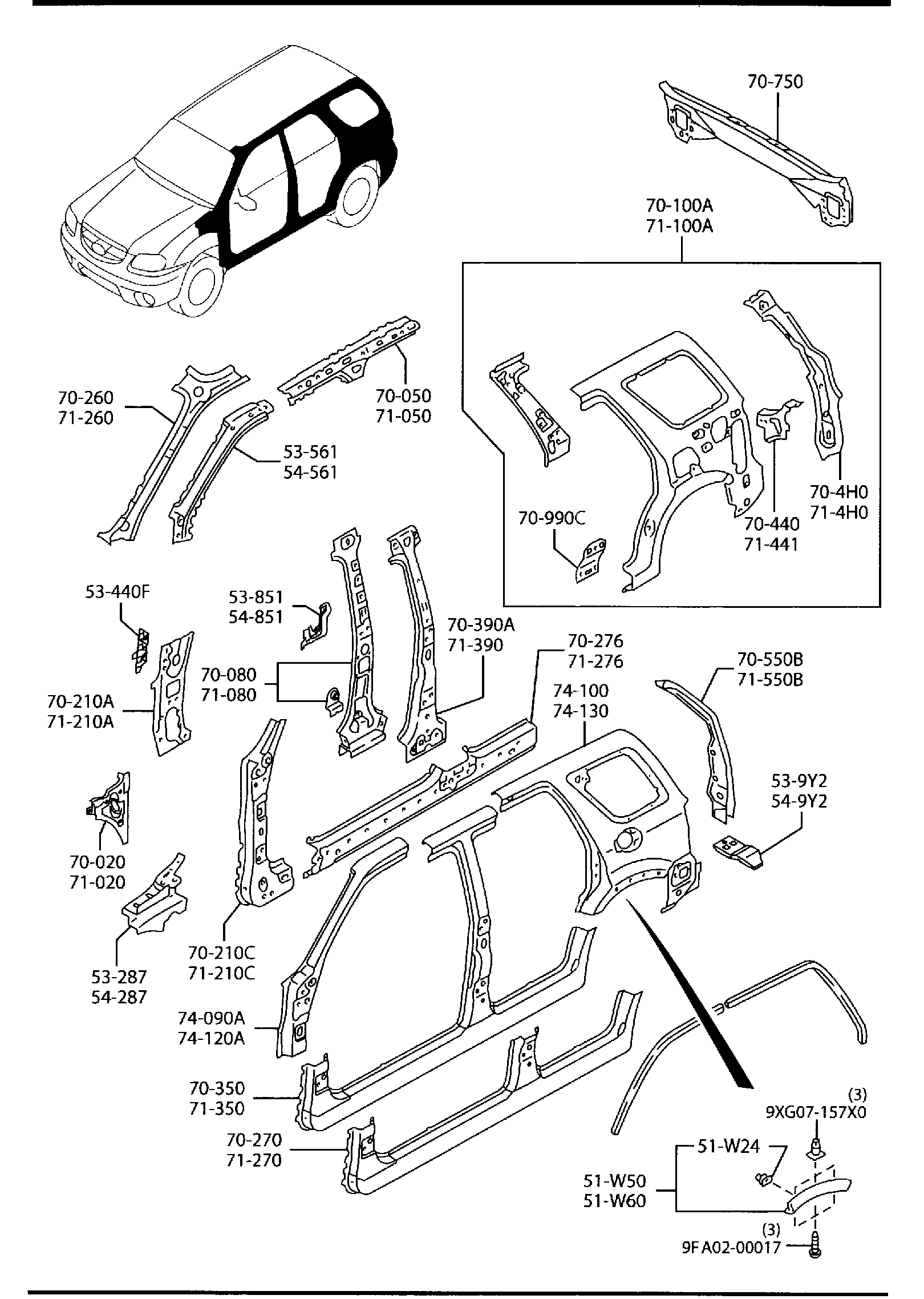 Diagram SIDE PANELS for your 2010 Mazda CX-9   