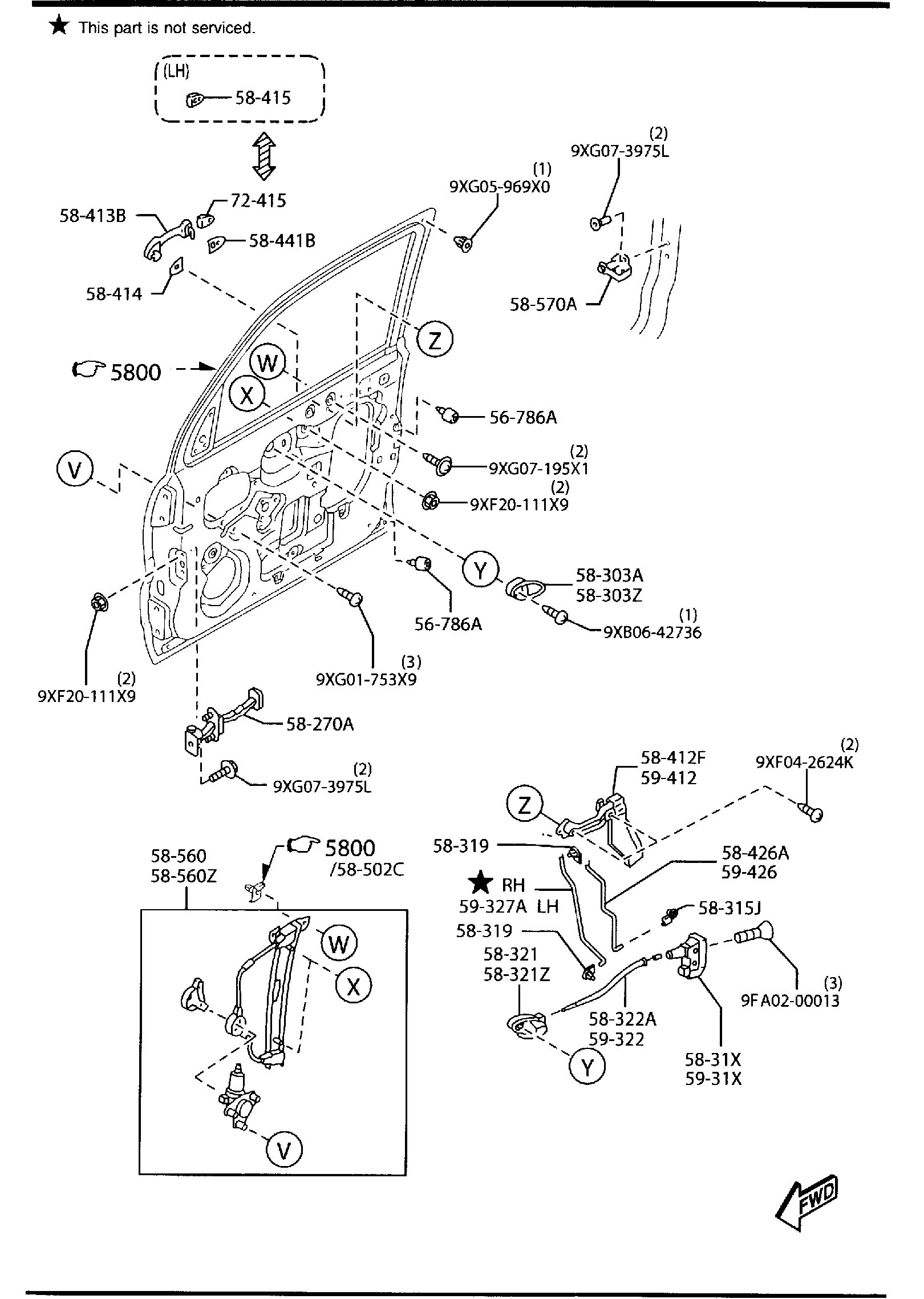 Diagram FRONT DOOR MECHANISMS for your 2012 Mazda Mazda2   