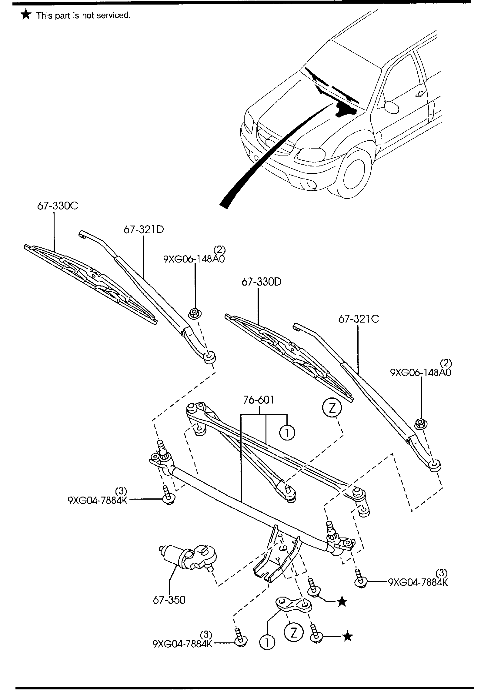 Diagram WINDSHIELD WIPERS for your 2019 Mazda CX-9  Touring 