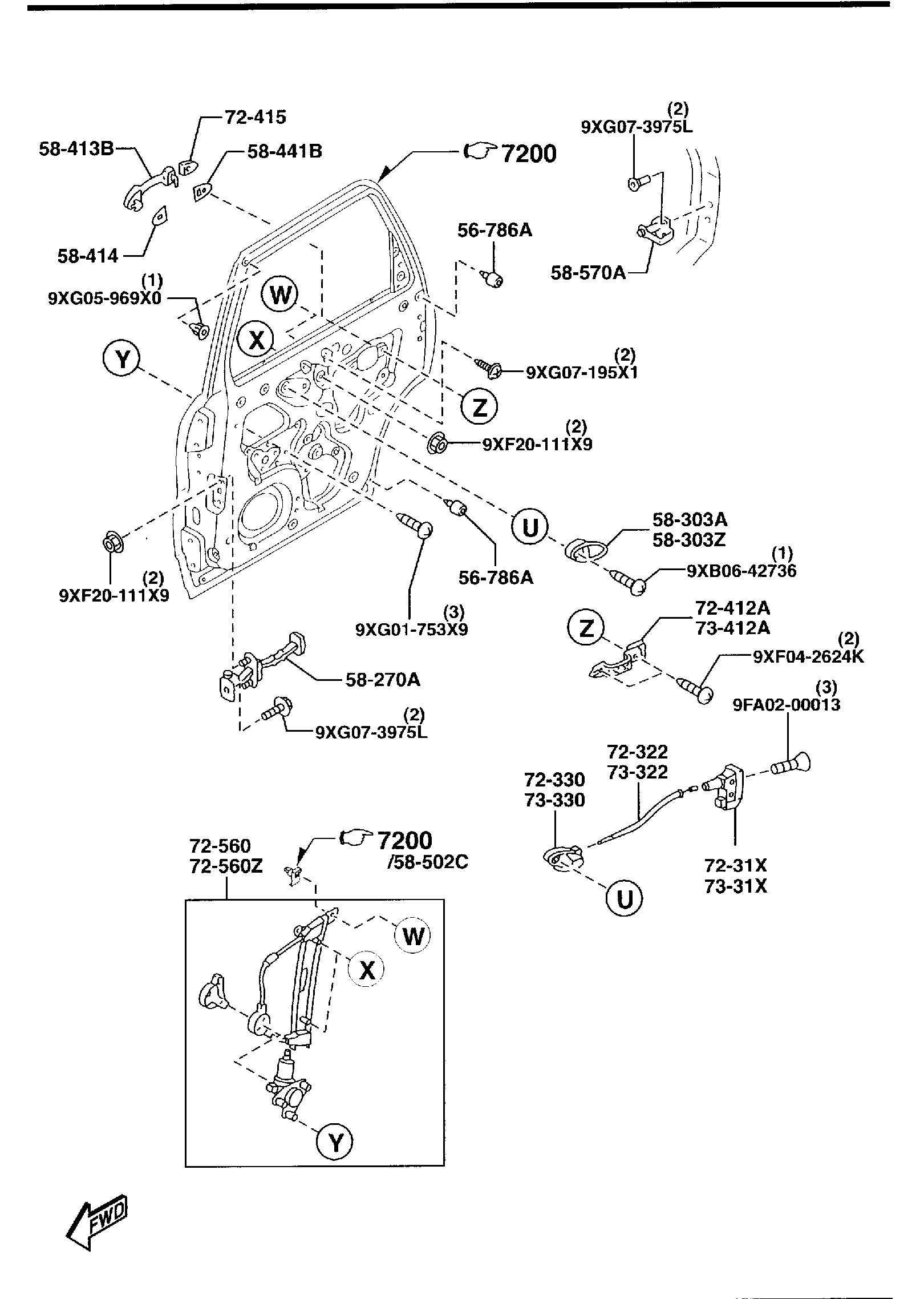 Diagram REAR DOOR MECHANISM for your 2012 Mazda Mazda2   