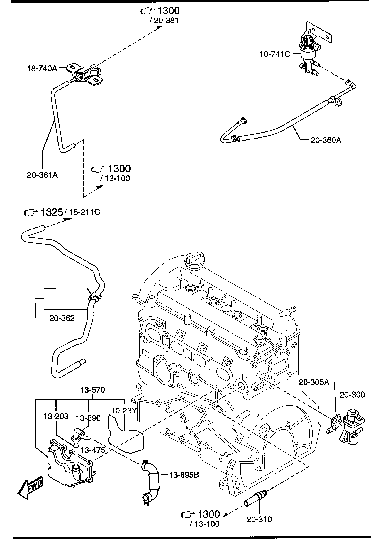 Diagram EMISSION CONTROL SYSTEM (INLET SIDE) (2300CC) for your 2015 Mazda Mazda5 2.5L AT 2WD Grand Touring 