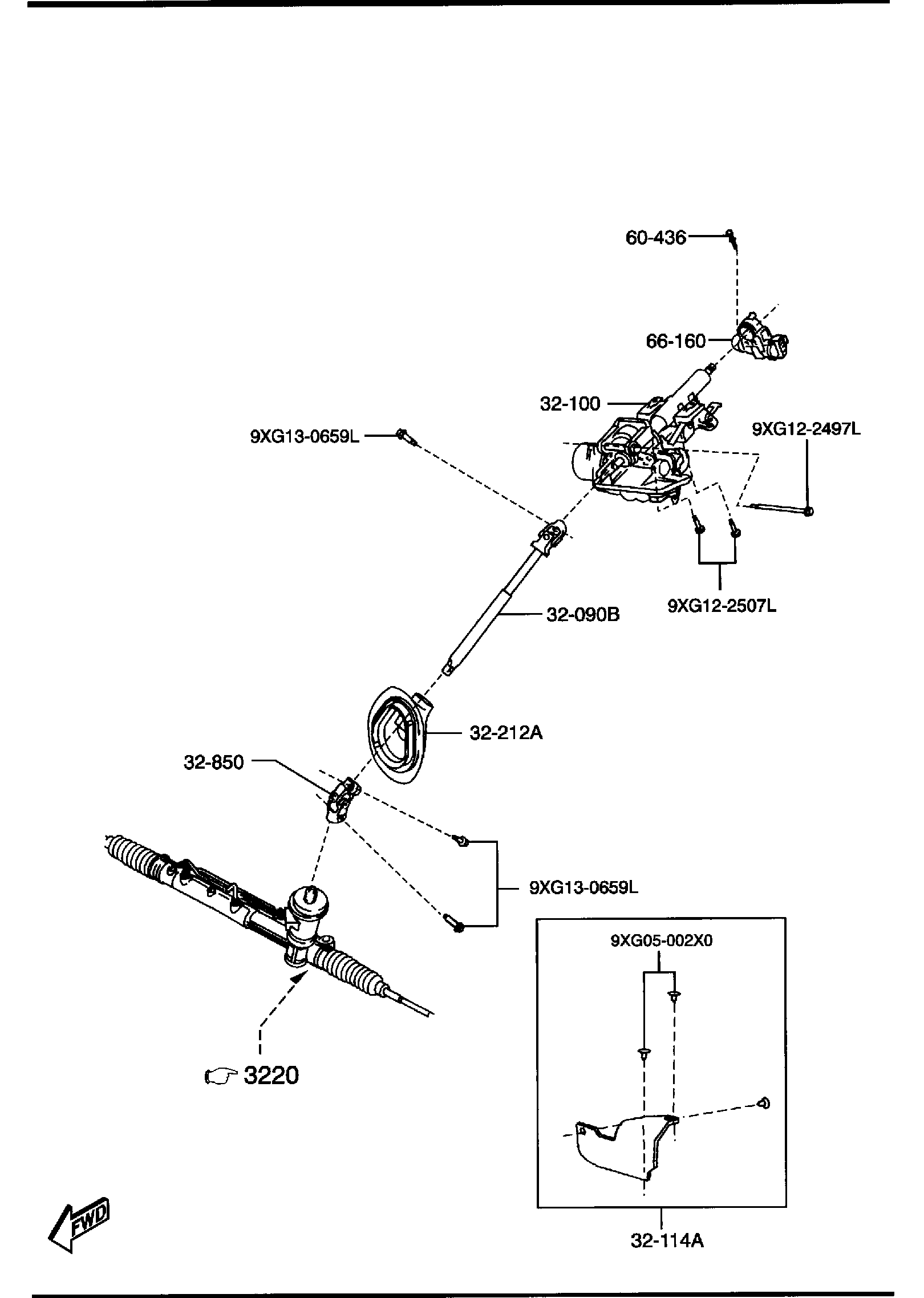 Diagram STEERING COLUMN & SHAFTS for your 2010 Mazda Tribute 3.0L AT 4WD S GT 