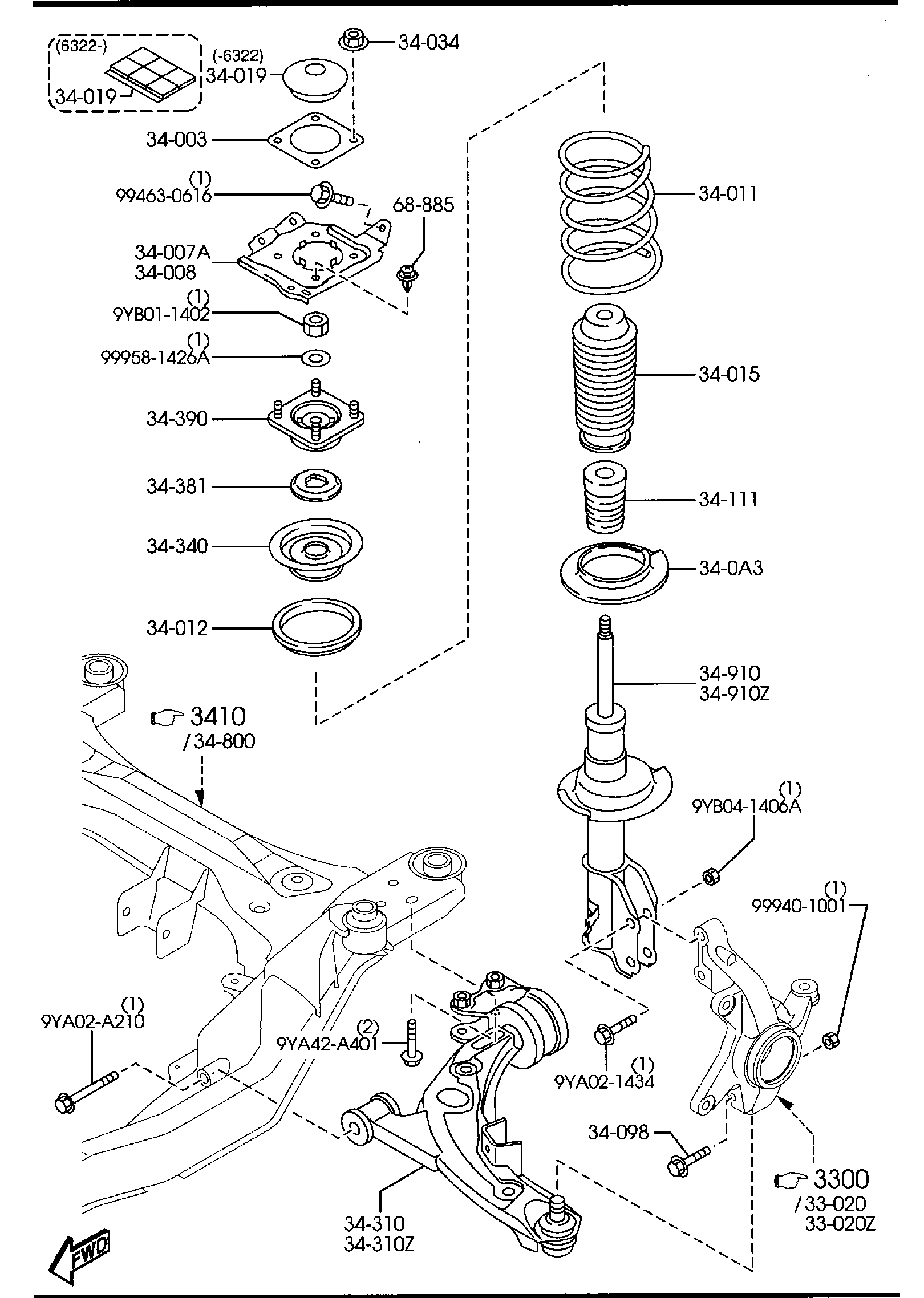 Diagram FRONT SUSPENSION MECHANISMS for your 2014 Mazda Mazda3   