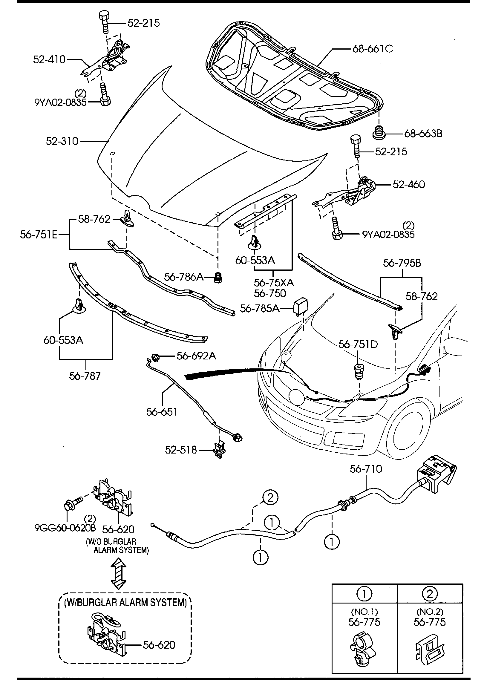 Diagram BONNET for your Mazda