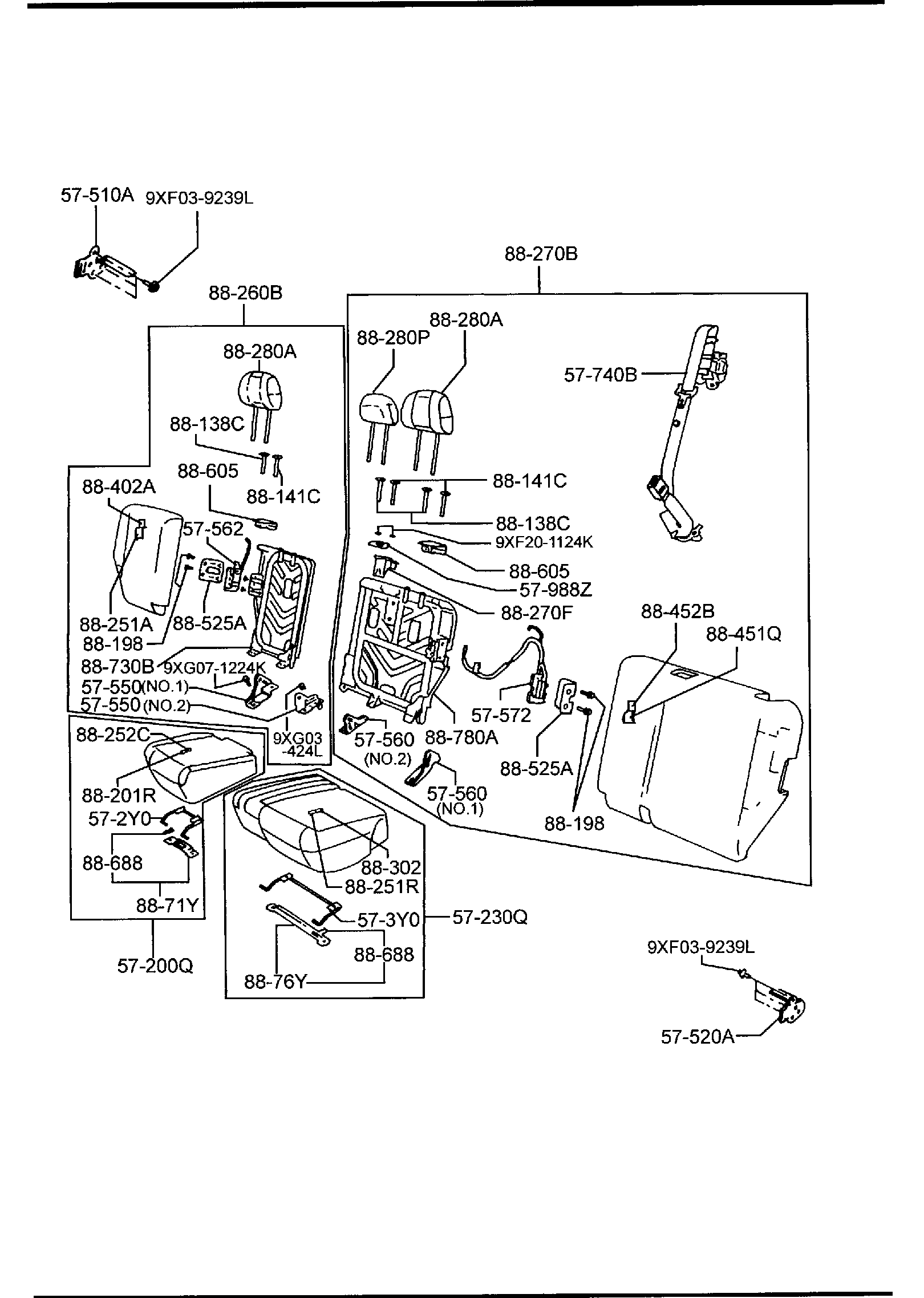 Diagram REAR SEATS for your 1995 Mazda Protege 1.8L MT 2WD SEDAN ES 