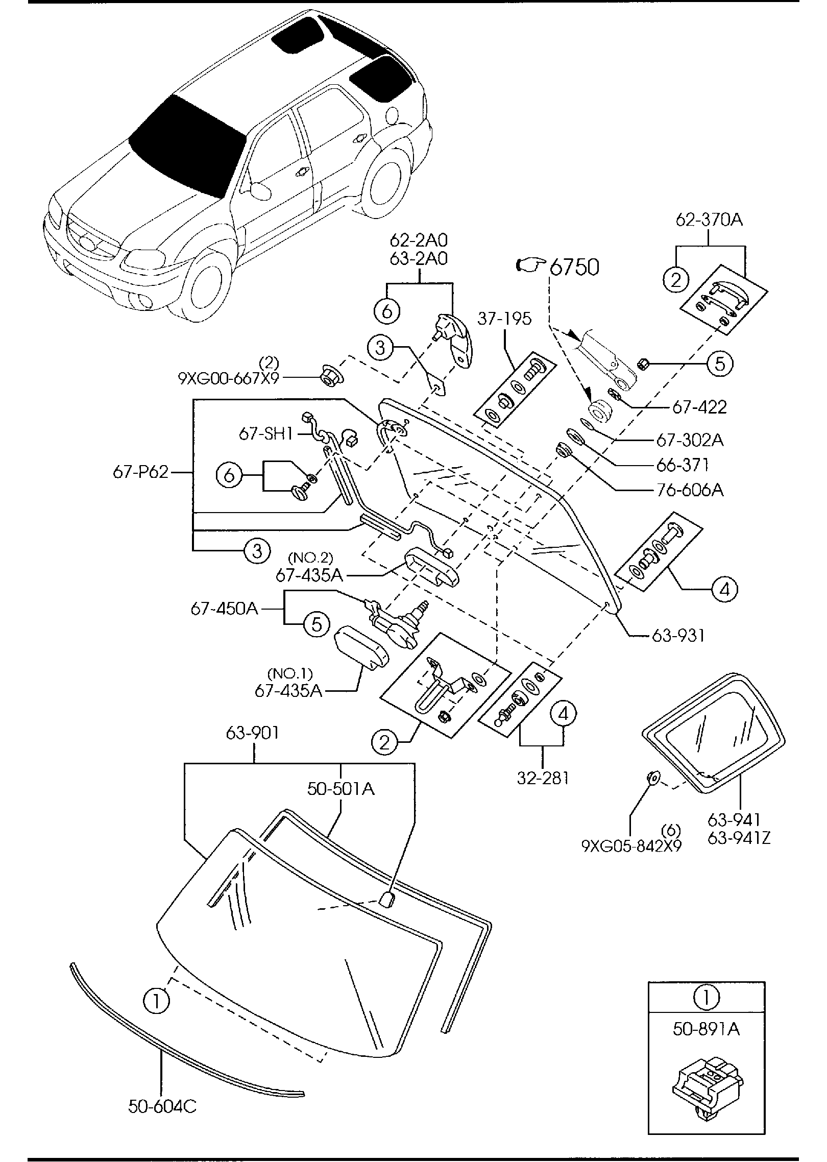 Diagram WINDOW GLASSES for your 2014 Mazda Mazda5   