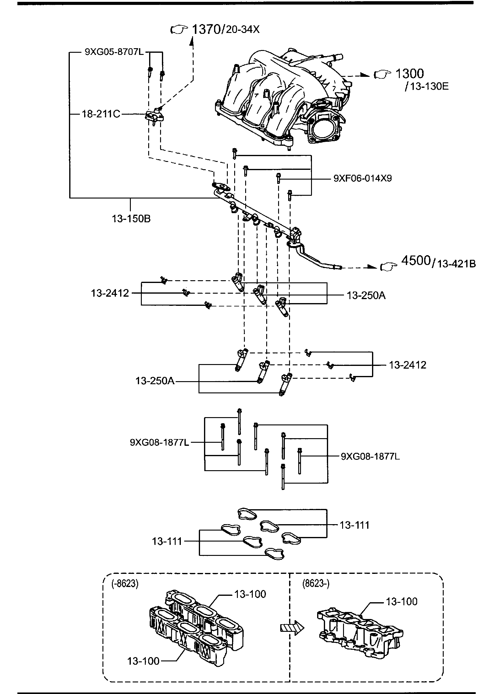 Diagram FUEL DISTRIBUTOR (3000CC) for your 2015 Mazda CX-9  Touring 