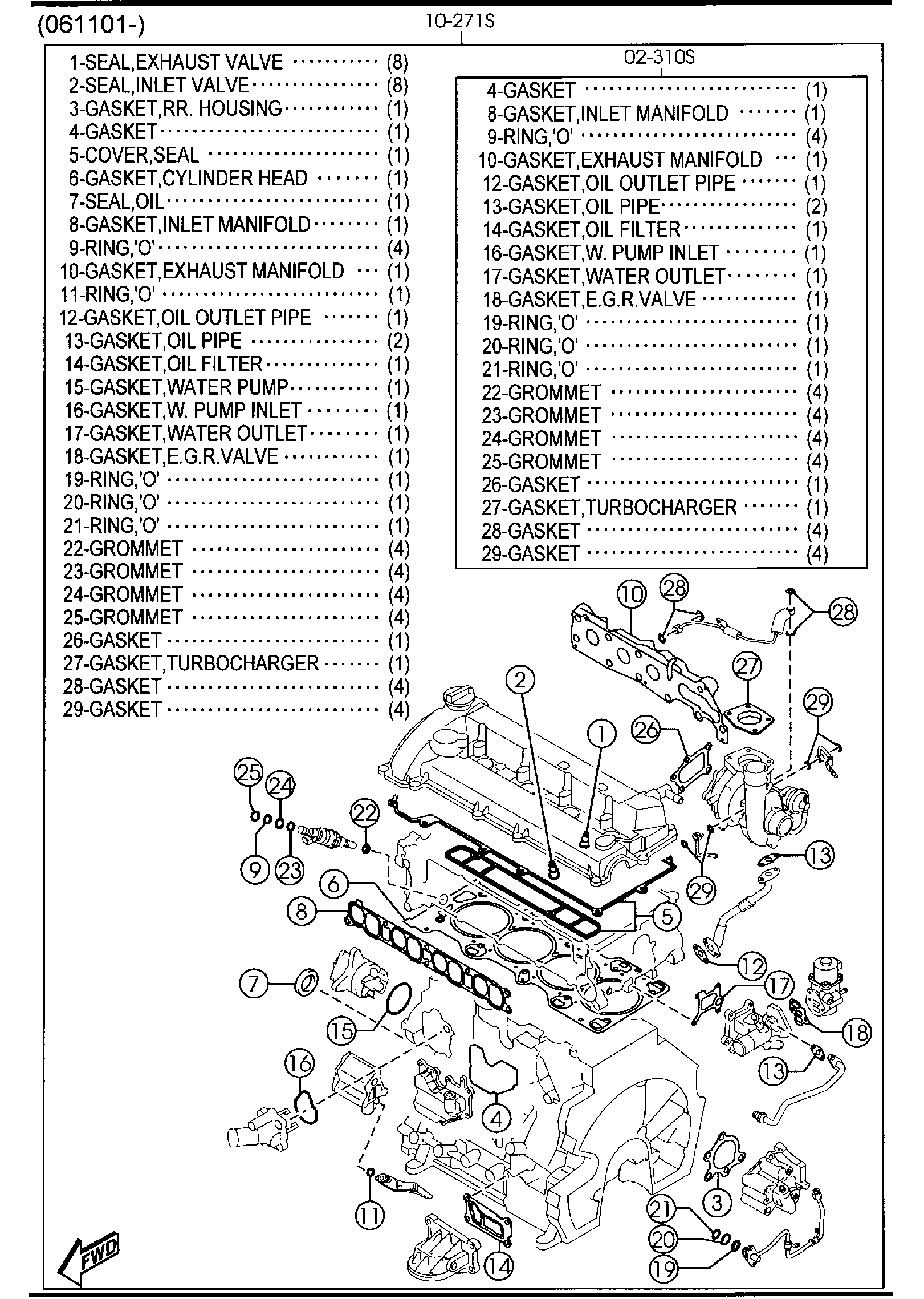 Diagram ENGINE & GASKET for your Mazda