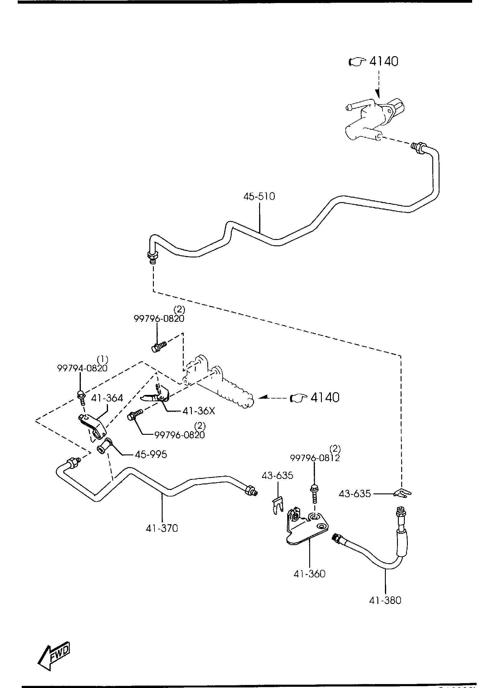 Diagram CLUTCH PIPINGS (MANUAL TRANSMISSION) for your 2014 Mazda Mazda3  SEDAN ITR (VIN Begins: JM1) 