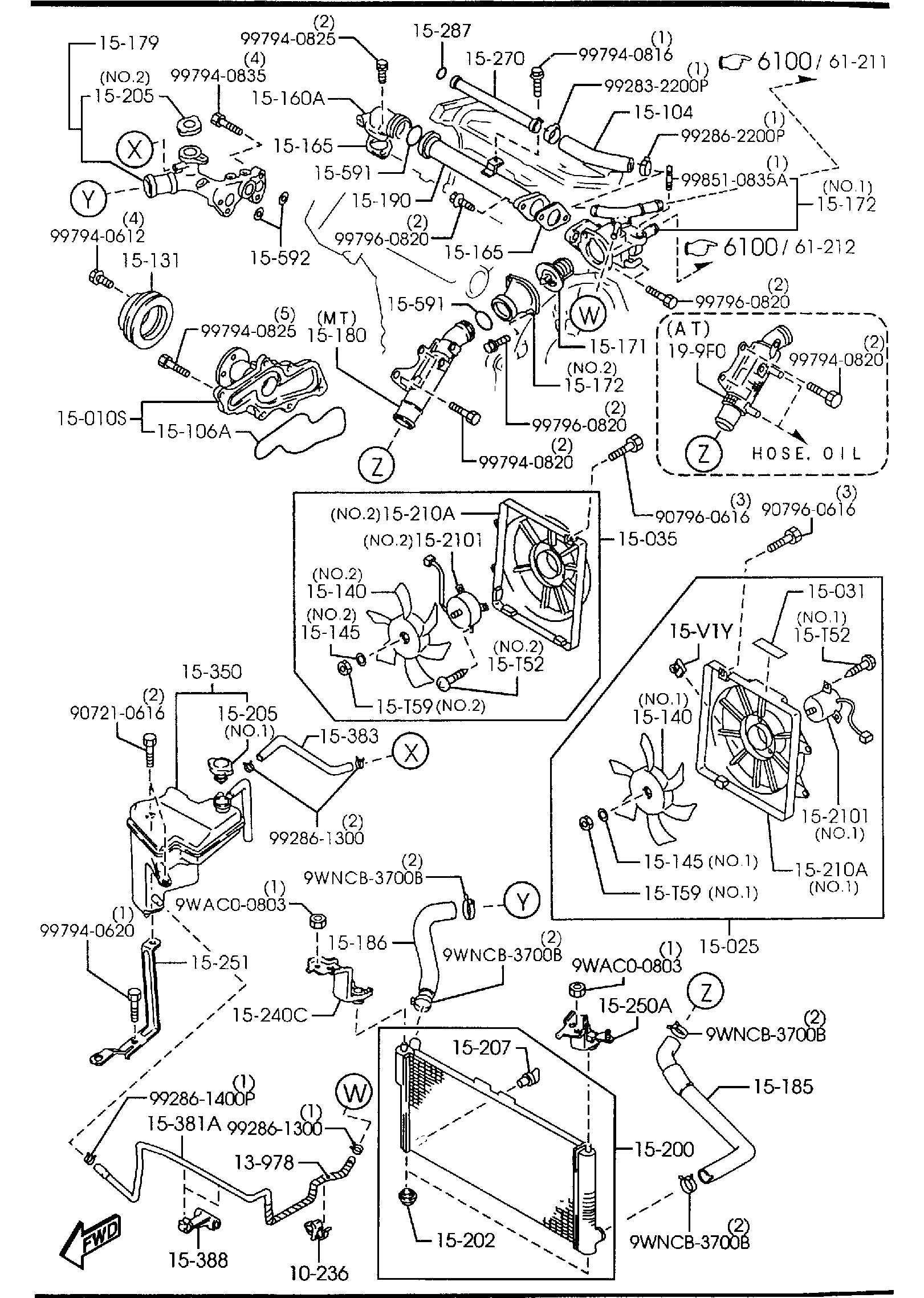 Diagram COOLING SYSTEM (2500CC) for your 2001 Mazda Protege   