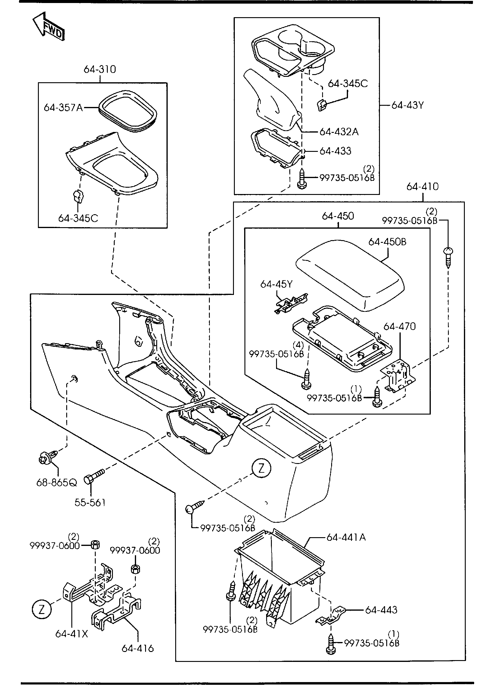 Diagram CONSOLE (AUTOMATIC TRANSMISSION) for your Mazda Mazda6  