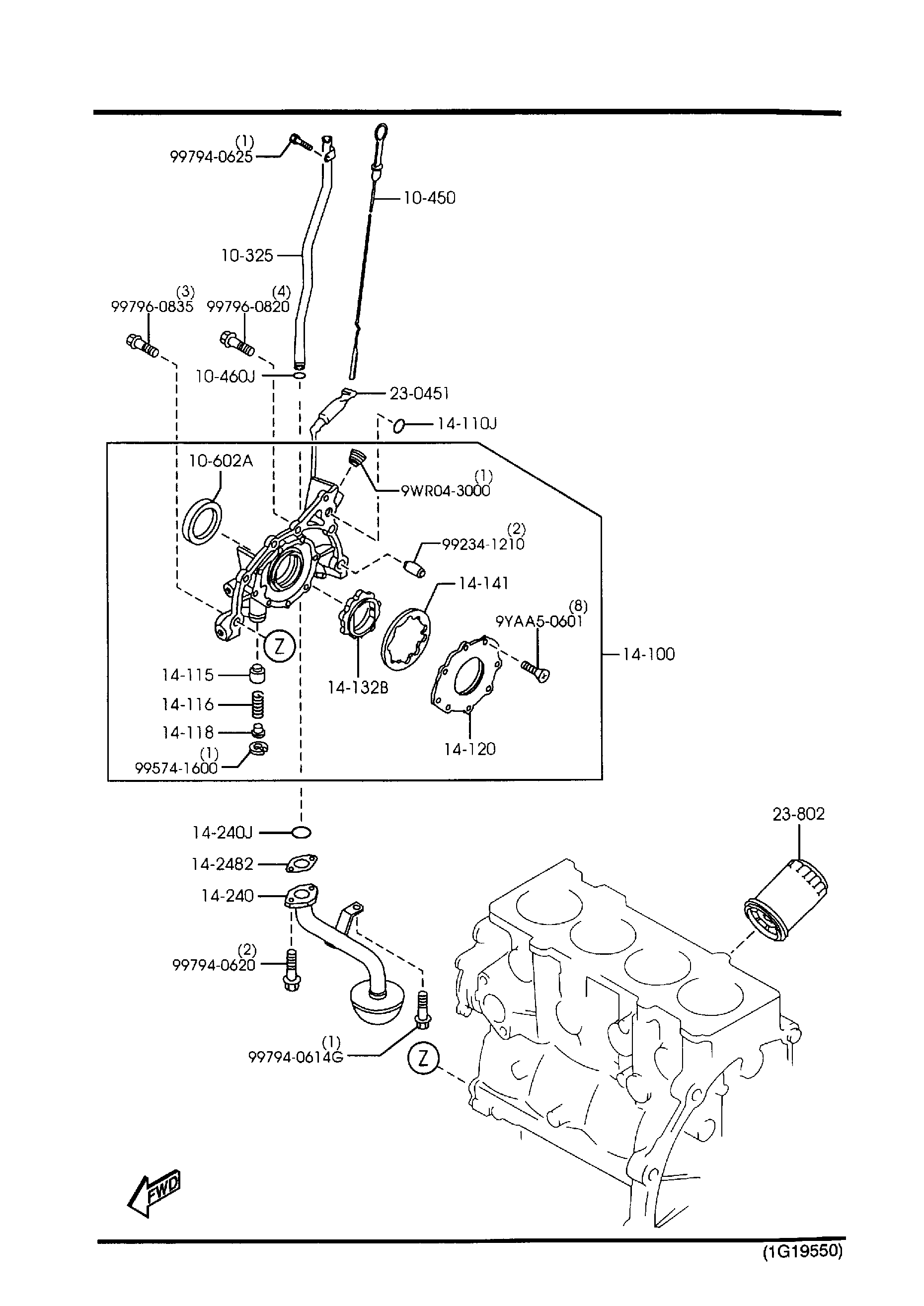 Diagram OIL PUMP & FILTER (2000CC) for your 2002 Mazda 626 2.0L AT LX Sedan 