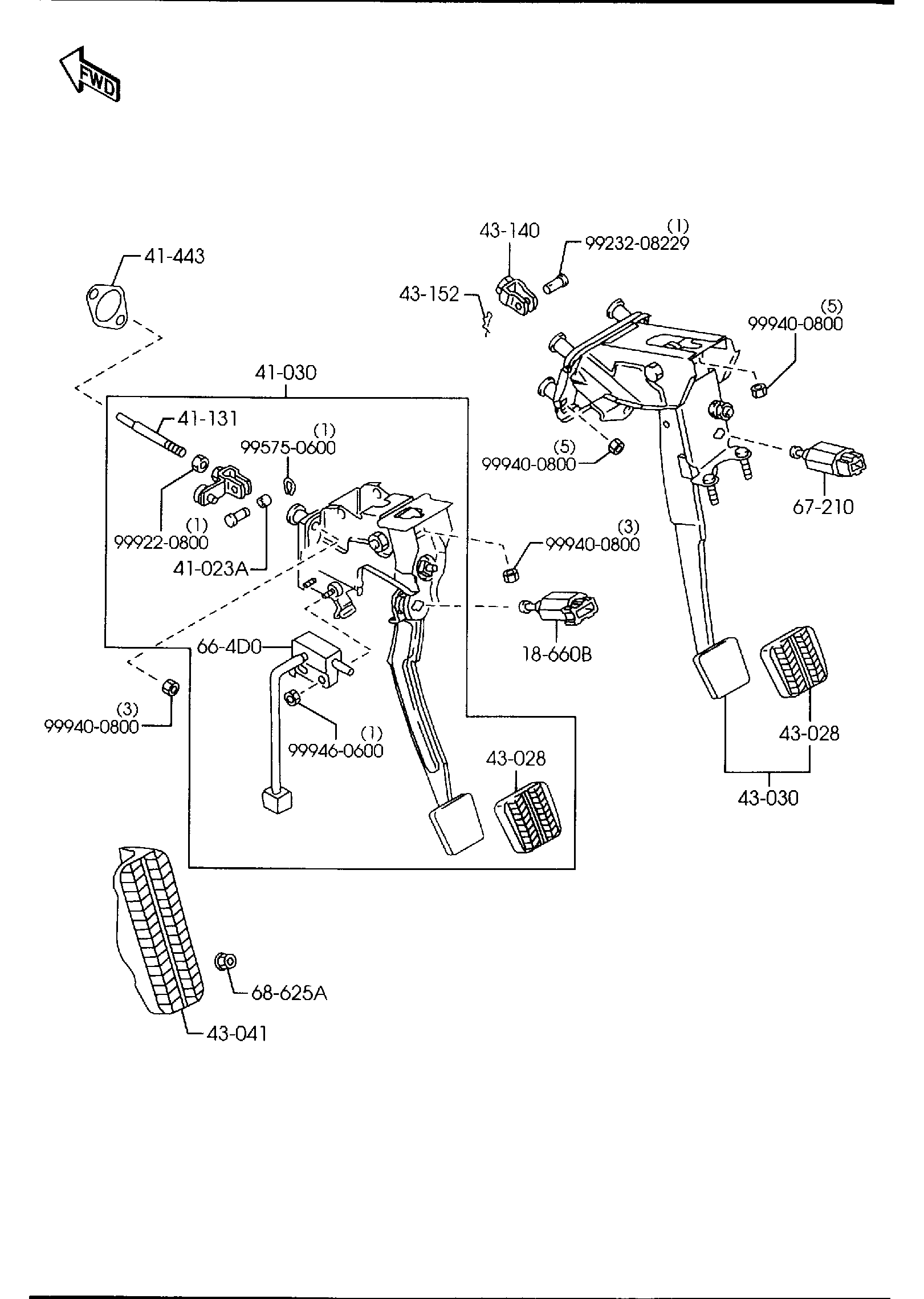 Diagram CLUTCH & BRAKE PEDALS (MANUAL TRANSMISSION) for your 2006 Mazda Mazda3   