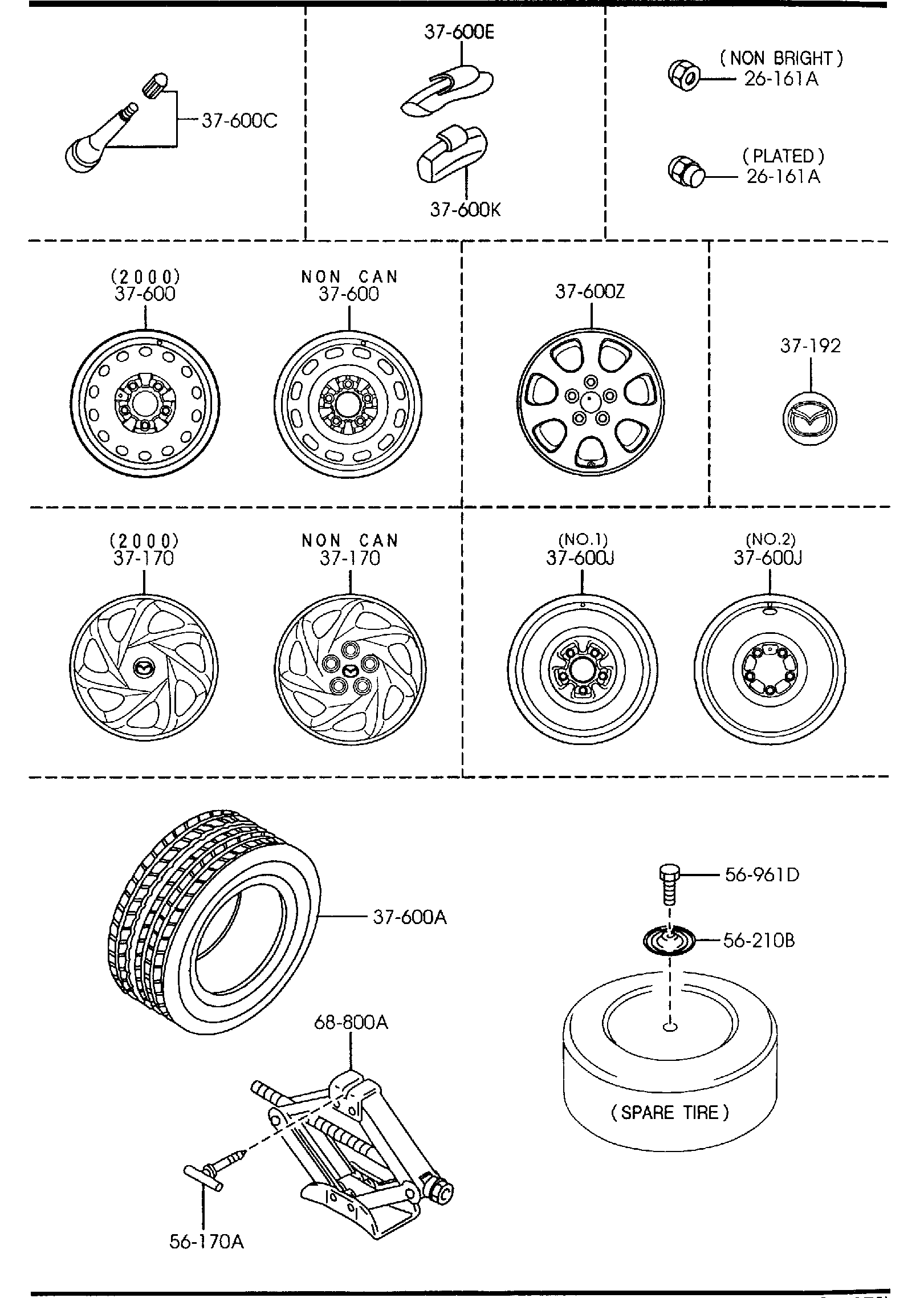 Diagram TIRES & JACK for your Mazda