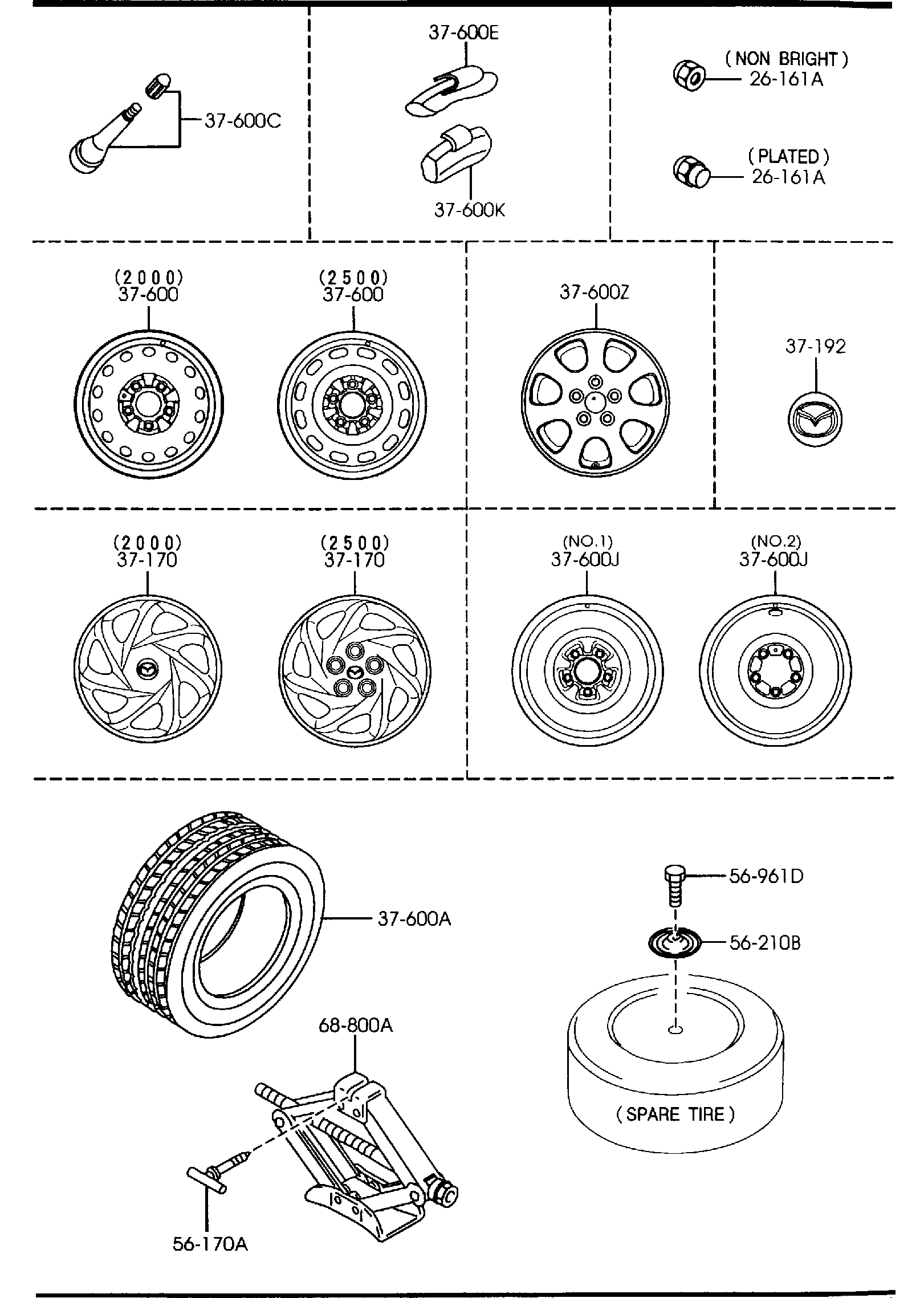 Diagram TIRES & JACK for your Mazda