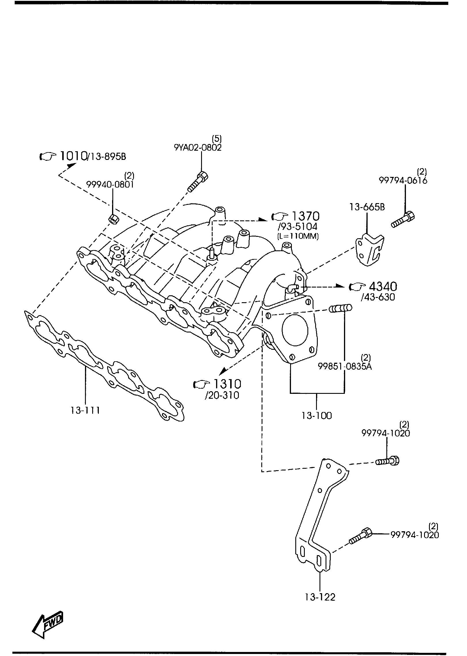 Diagram INLET MANIFOLD (2000CC) for your Mazda