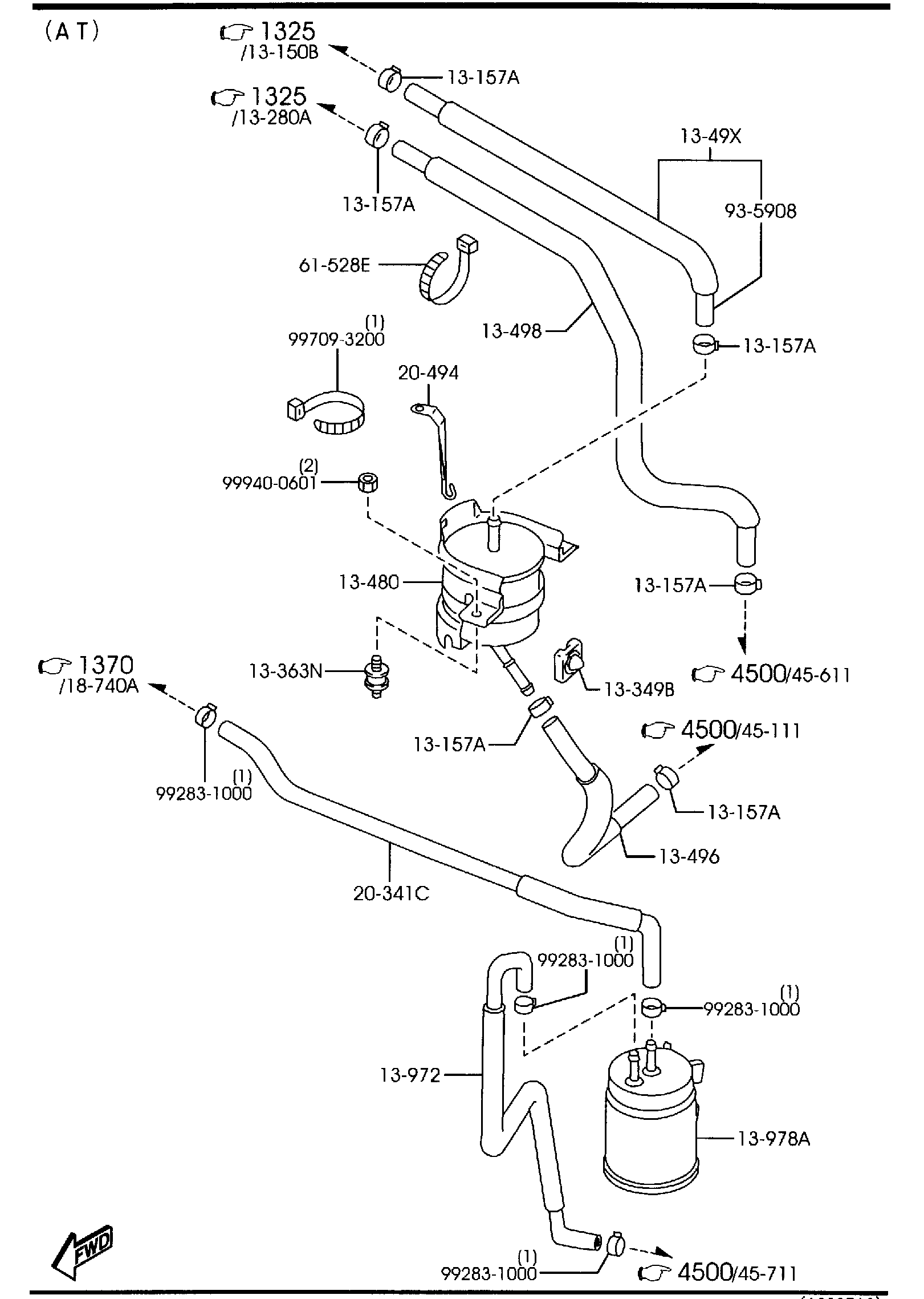 Diagram FUEL SYSTEM (2000CC) for your 1992 Mazda 323  HATCHBACK  