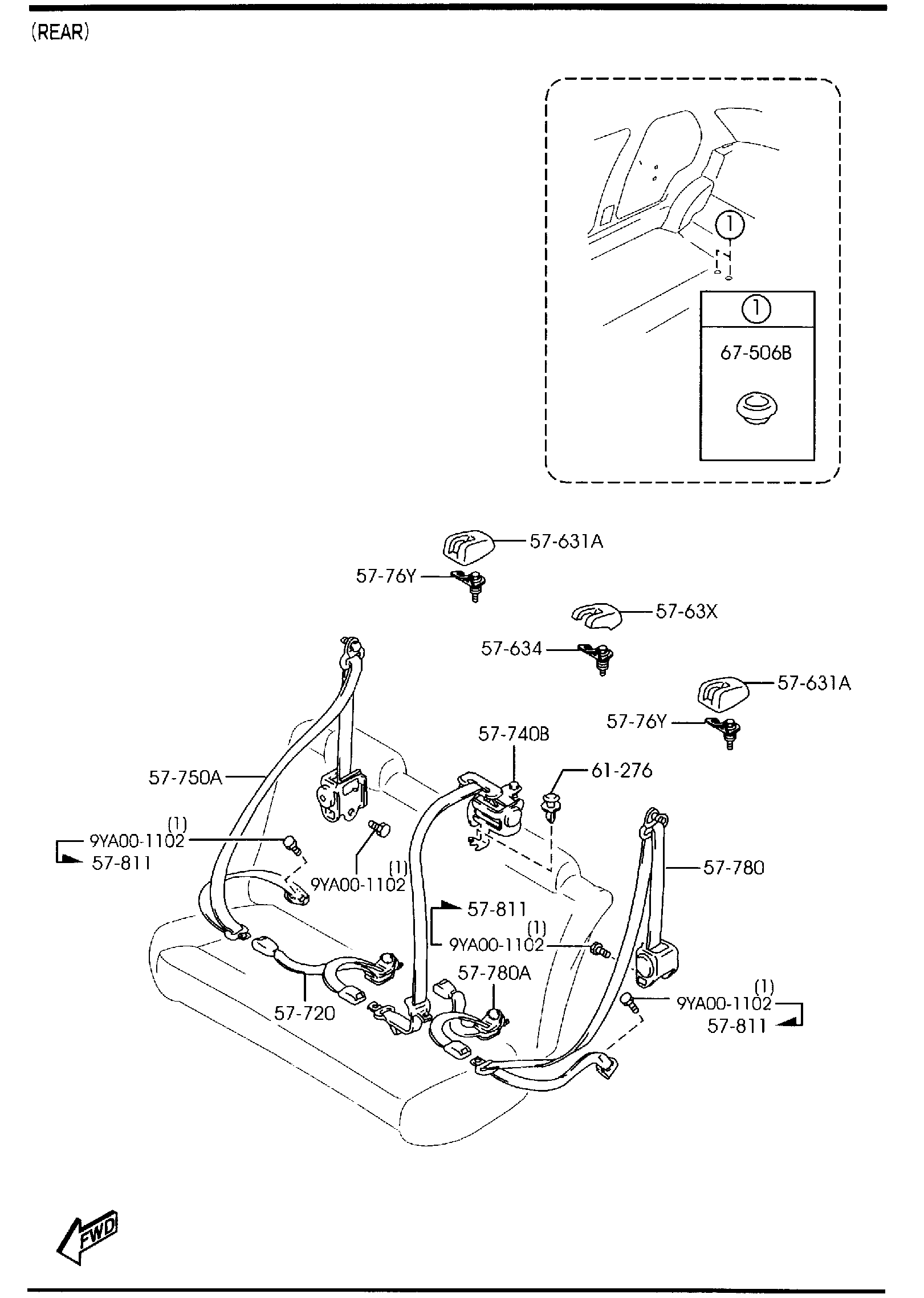 Diagram SEAT BELTS ('00 MODEL) for your 2000 Mazda Millenia   