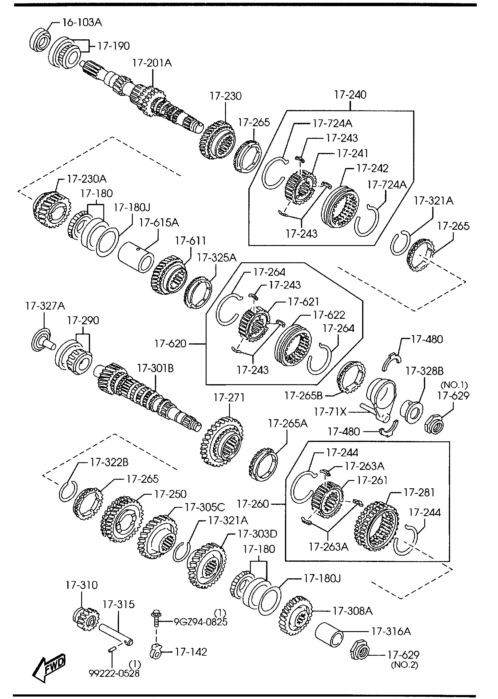 Diagram MANUAL TRANSMISSION GEARS for your Mazda