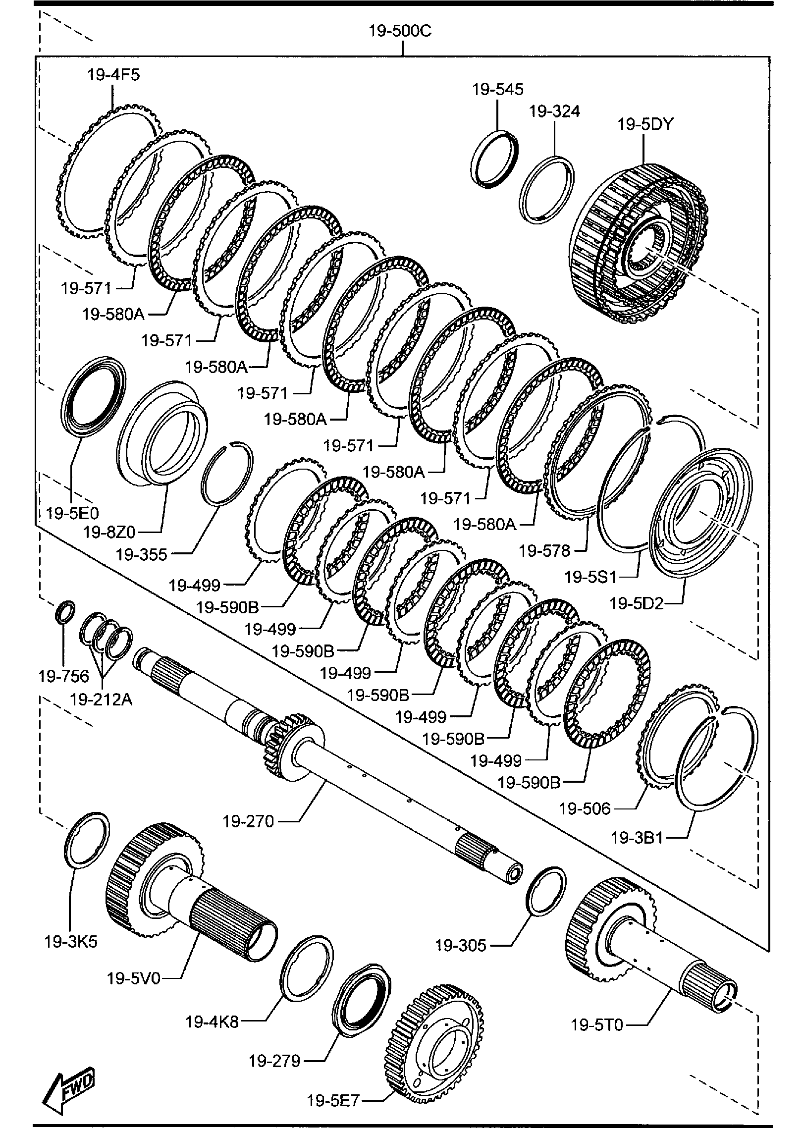 Diagram AUTOMATIC TRANSMISSION GOVERNOR, LOW & REVERSE PISTON for your 2002 Mazda Millenia   