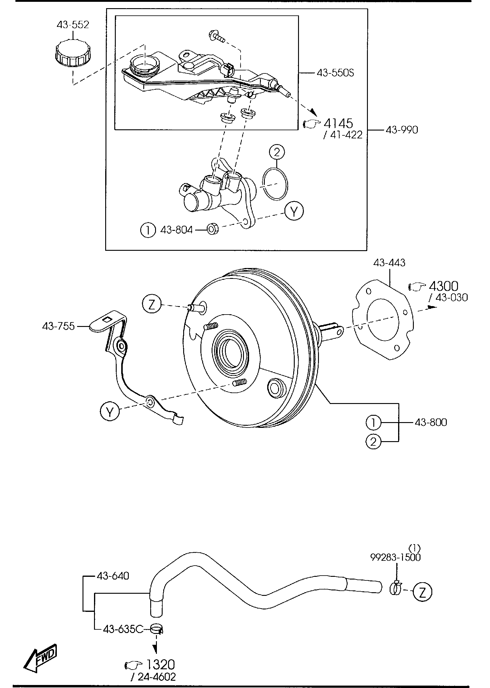 Diagram BRAKE MASTER CYLINDER & POWER BRAKE for your Mazda