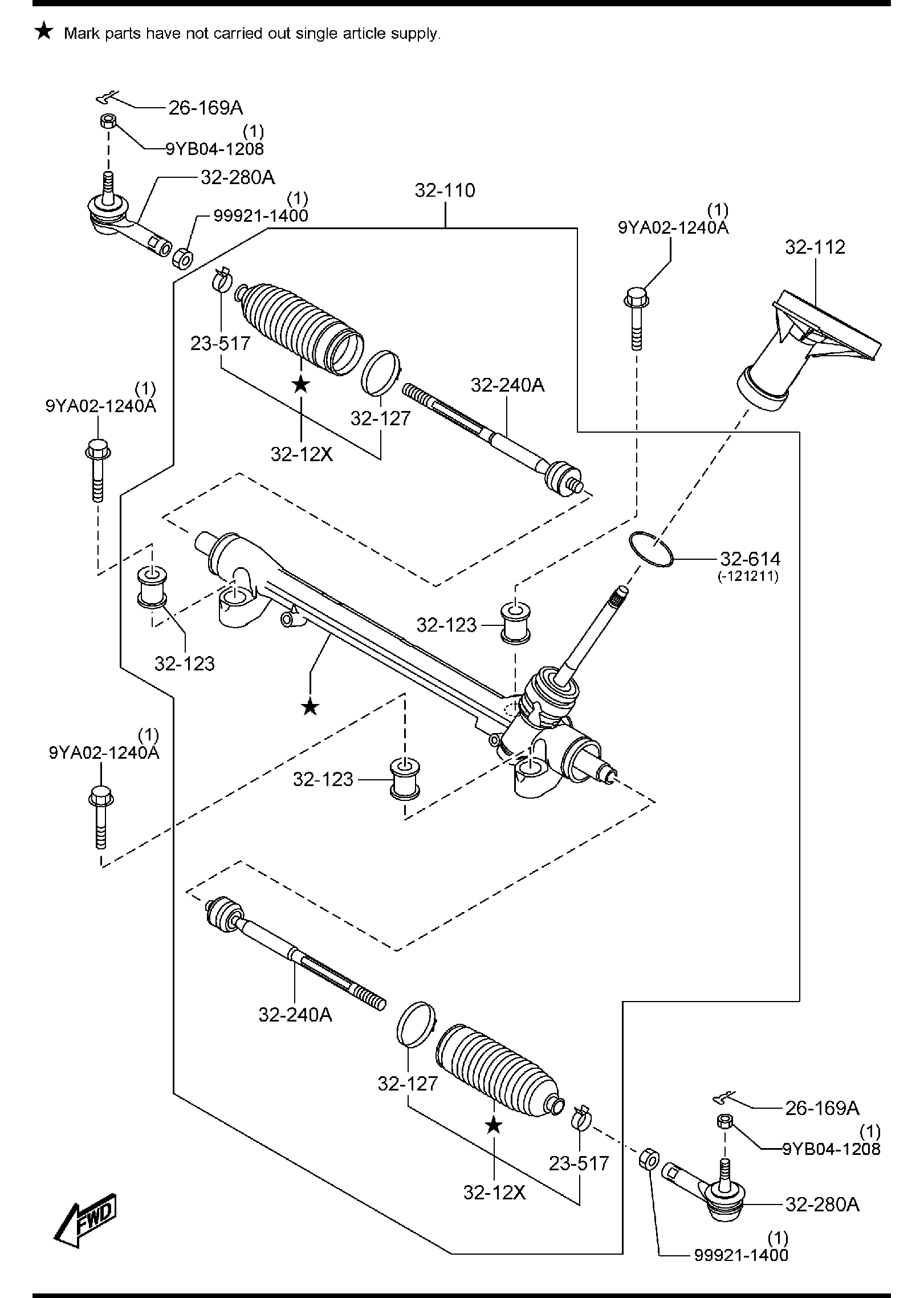 Diagram STEERING GEAR for your Mazda