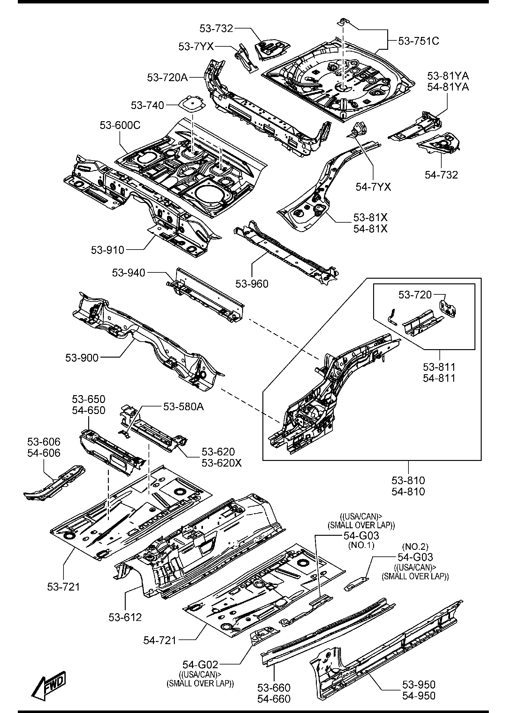 Diagram FLOOR PANELS for your Mazda