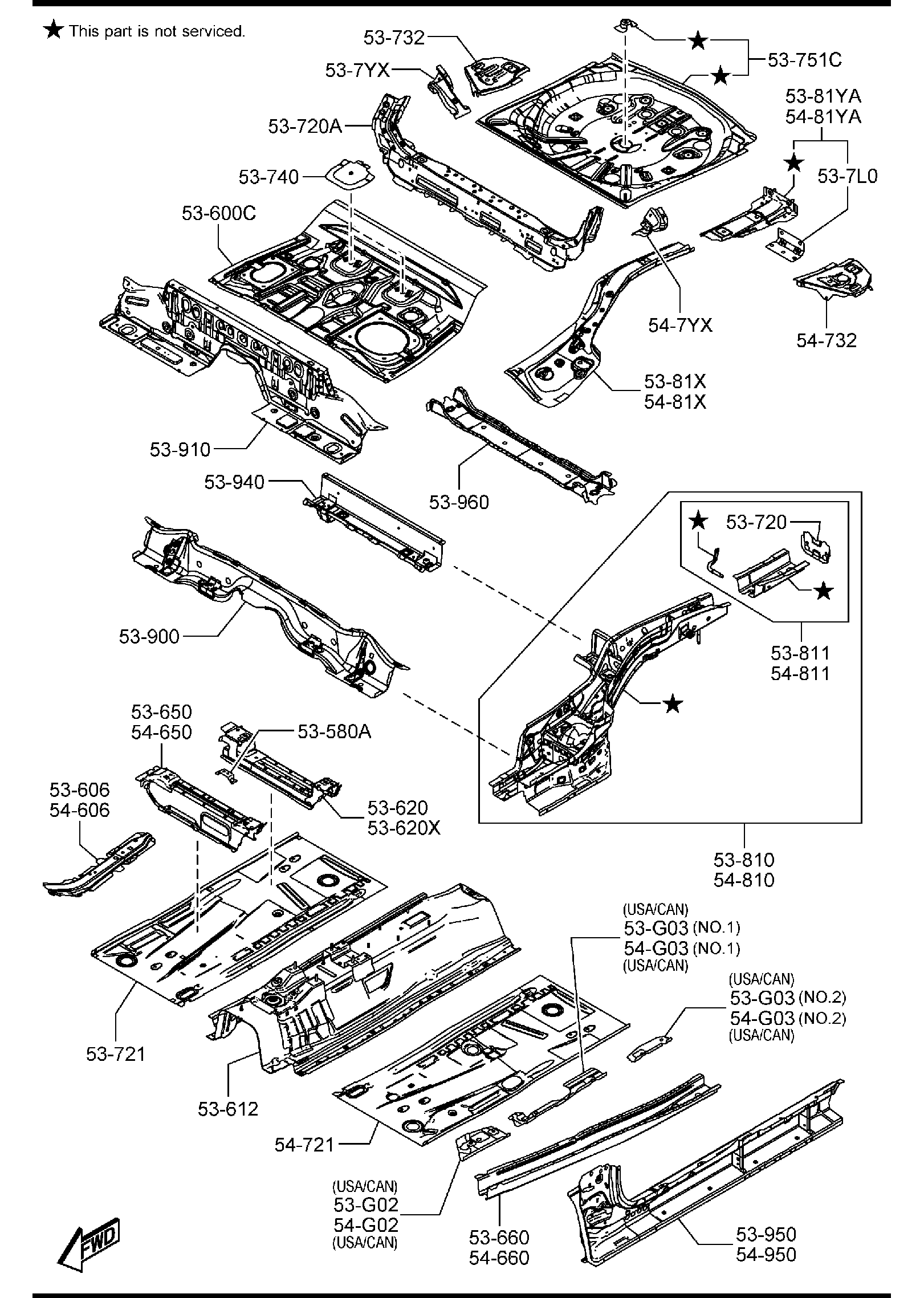 Diagram FLOOR PANELS for your Mazda