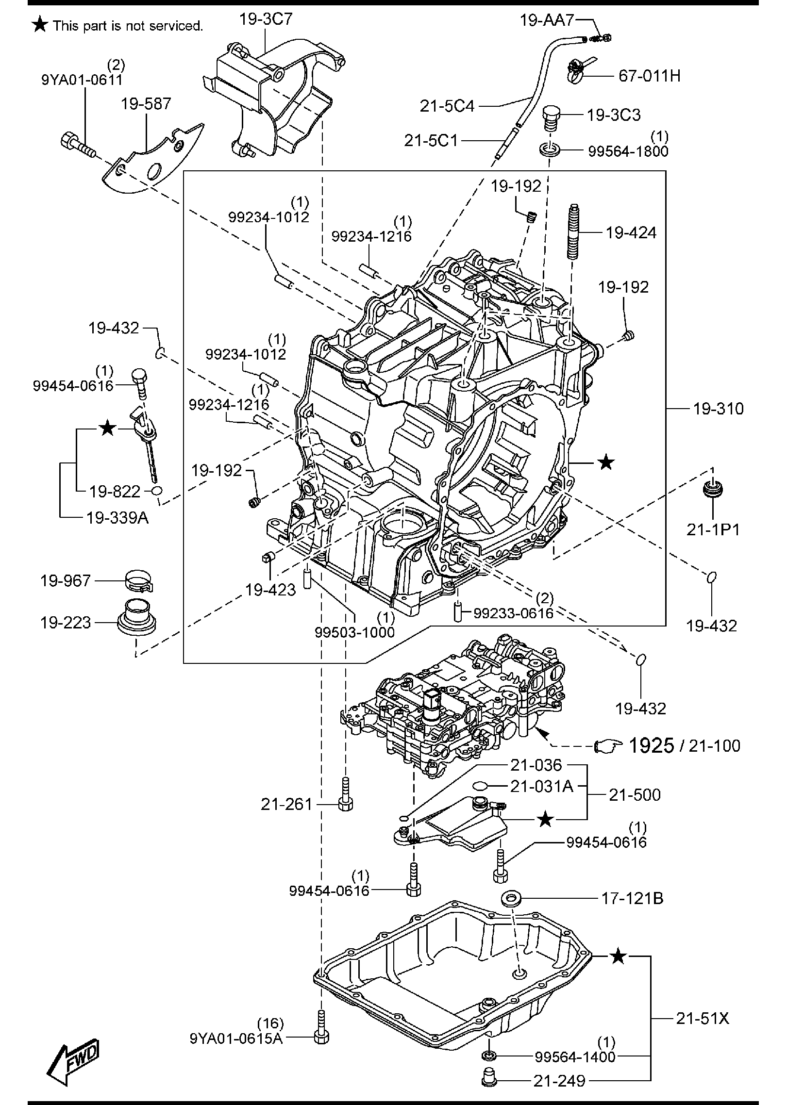 Diagram AUTOMATIC TRANSMISSION CASE & MAIN CONTROL SYSTEM (GASOLINE) for your 2017 Mazda Mazda3 2.0L MT 2WD HATCHBACK SP (VIN Begins: JM1) 