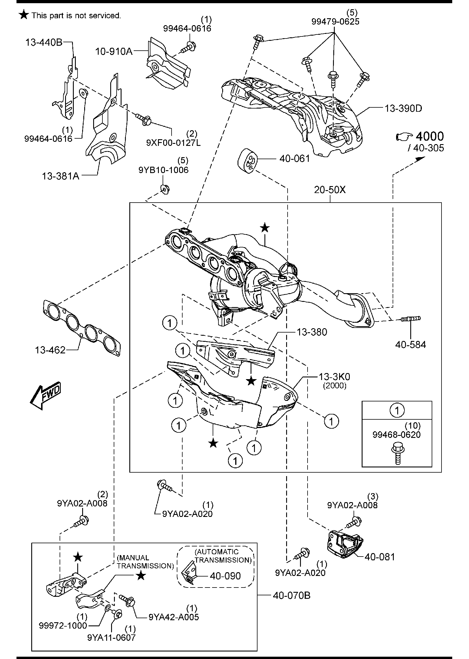 Diagram EXHAUST MANIFOLD (GASOLINE) for your 2023 Mazda CX-50  WAGON S PREFERRED 