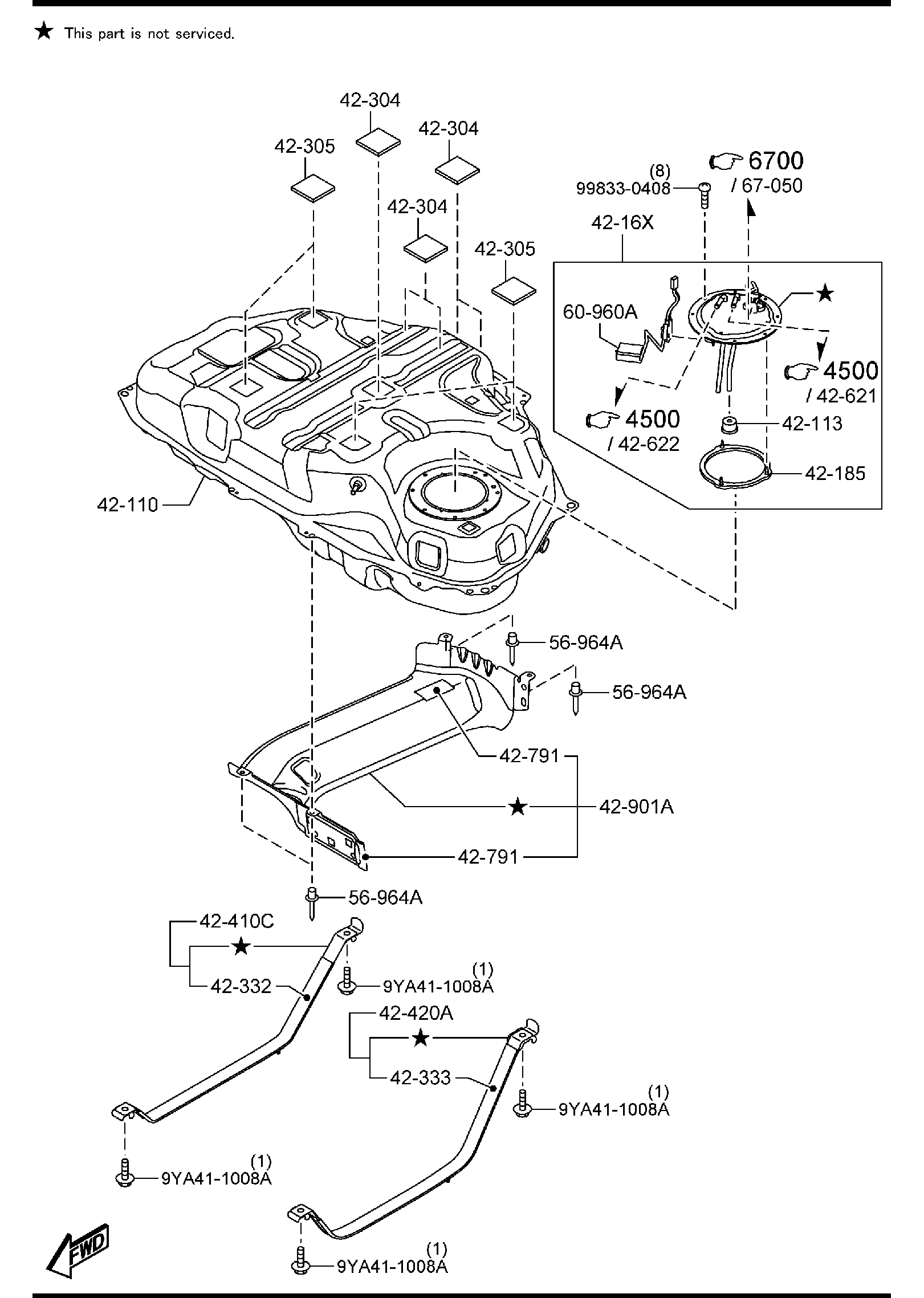 Diagram FUEL TANK (2WD)(USA/CAN)(DIESEL) for your 2021 Mazda Mazda3 2.0L AT 2WD SEDAN BASE (VIN Begins: JM1) 