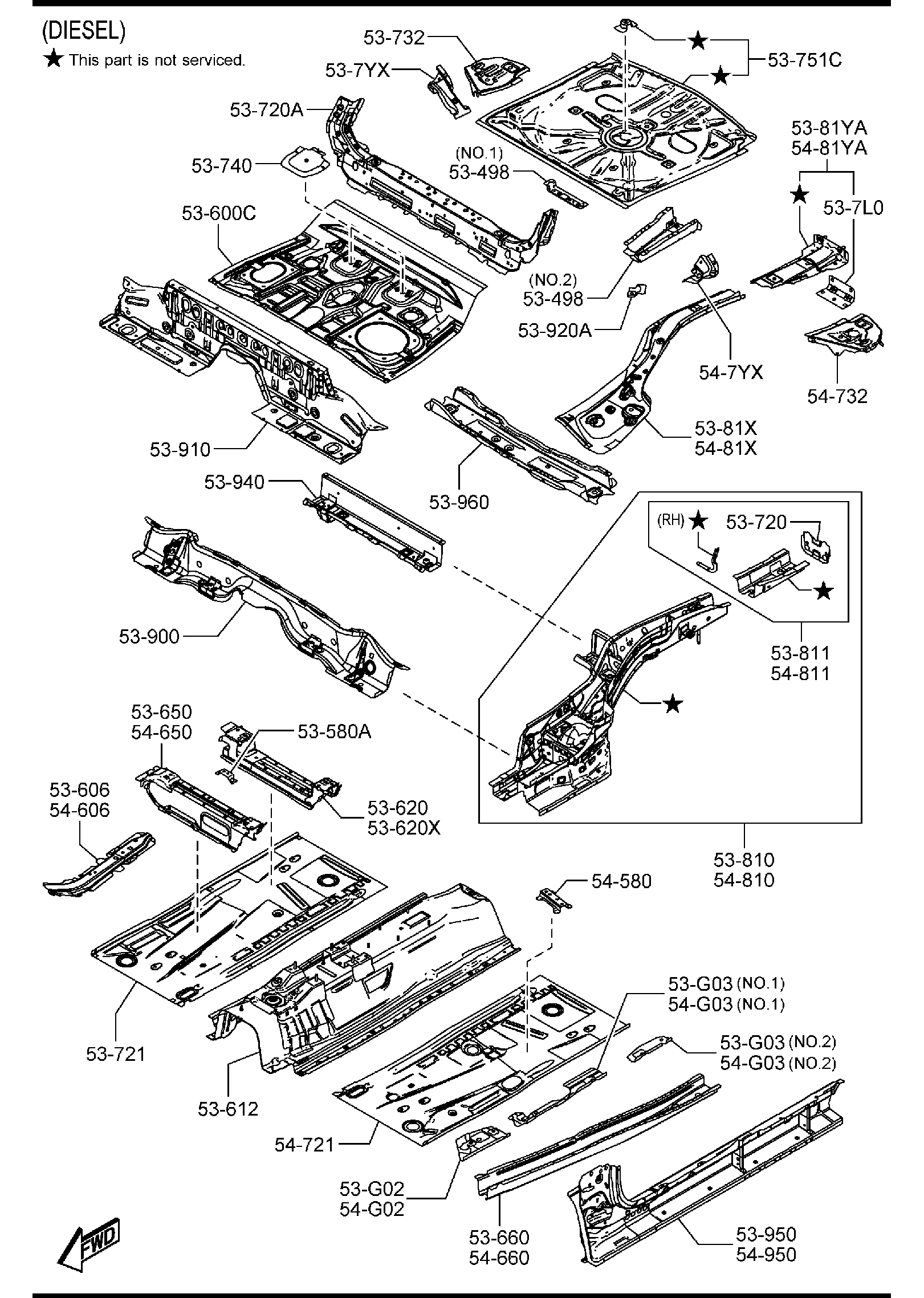 Diagram FLOOR PANELS for your Mazda