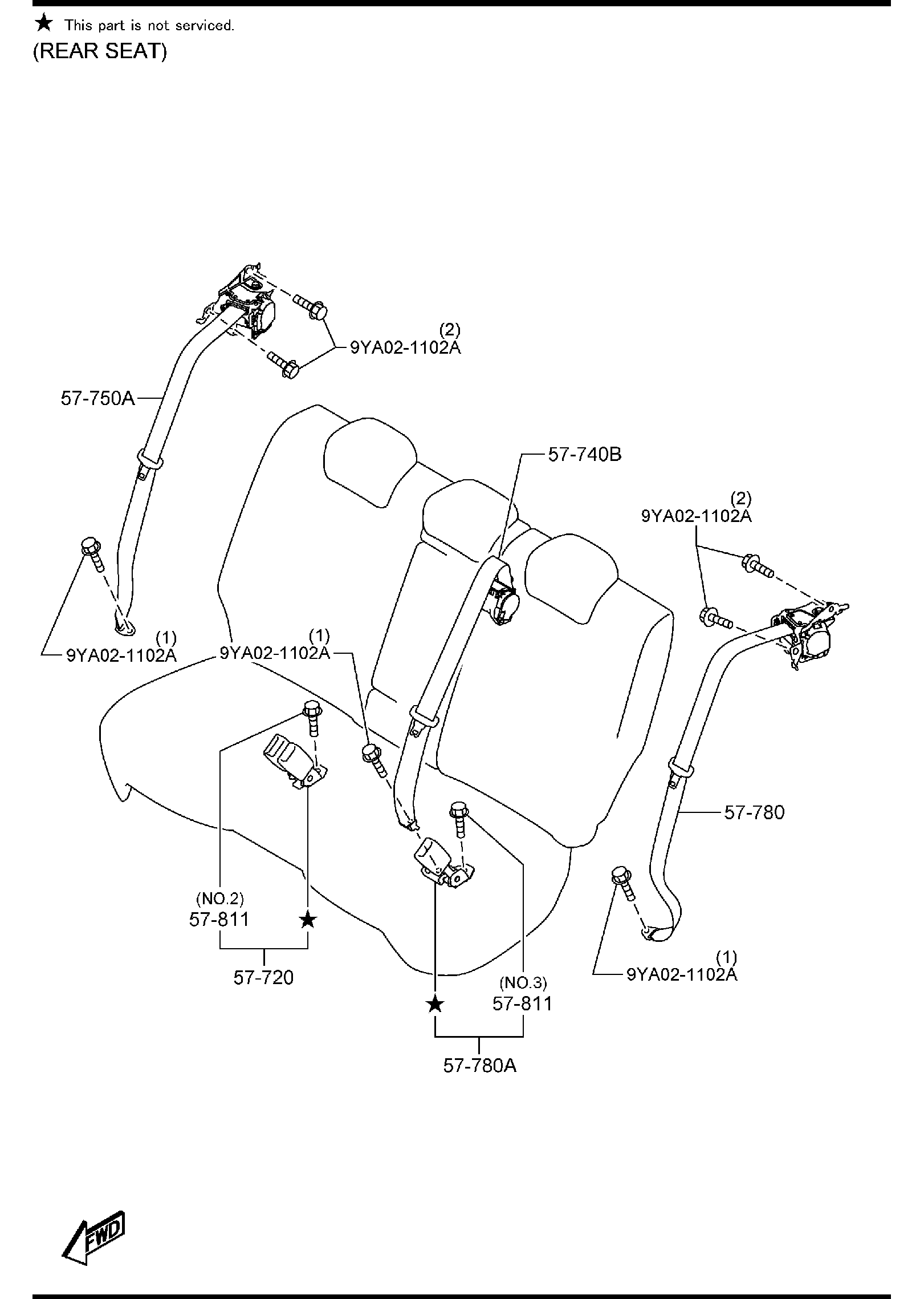 Diagram SEAT BELTS for your Mazda