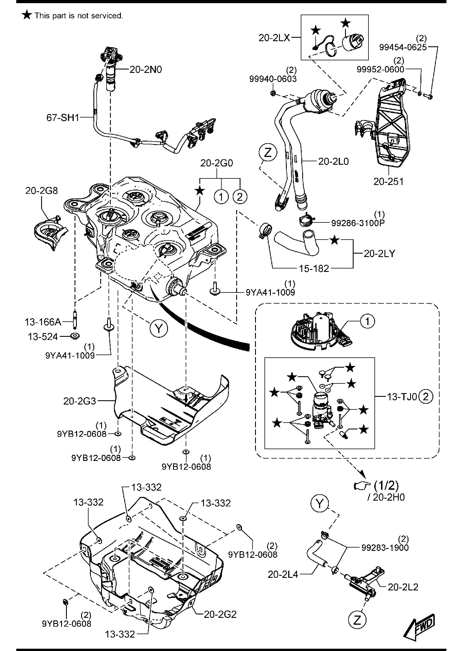 Diagram EXHAUST SYSTEM (DIESEL) for your Mazda