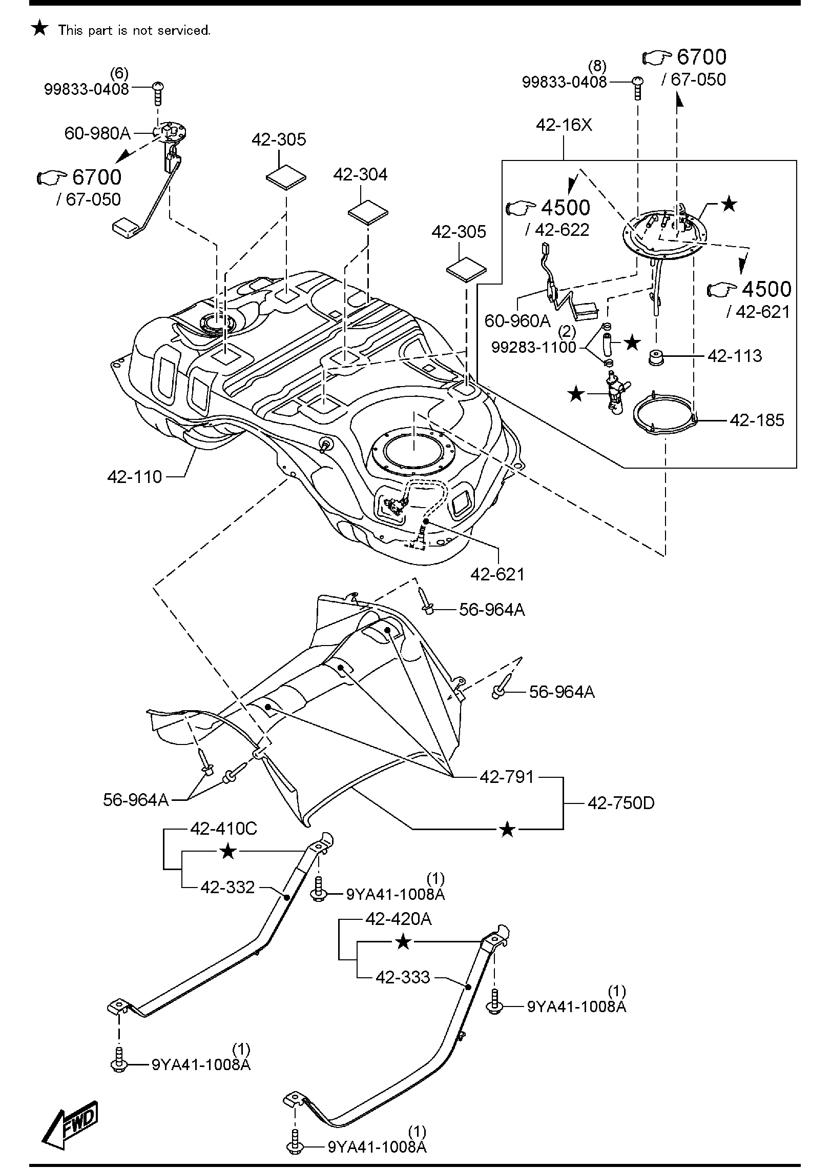 Diagram FUEL TANK (4WD)(USA/CAN)(DIESEL) for your 2021 Mazda Mazda3 2.0L AT 2WD SEDAN BASE (VIN Begins: JM1) 
