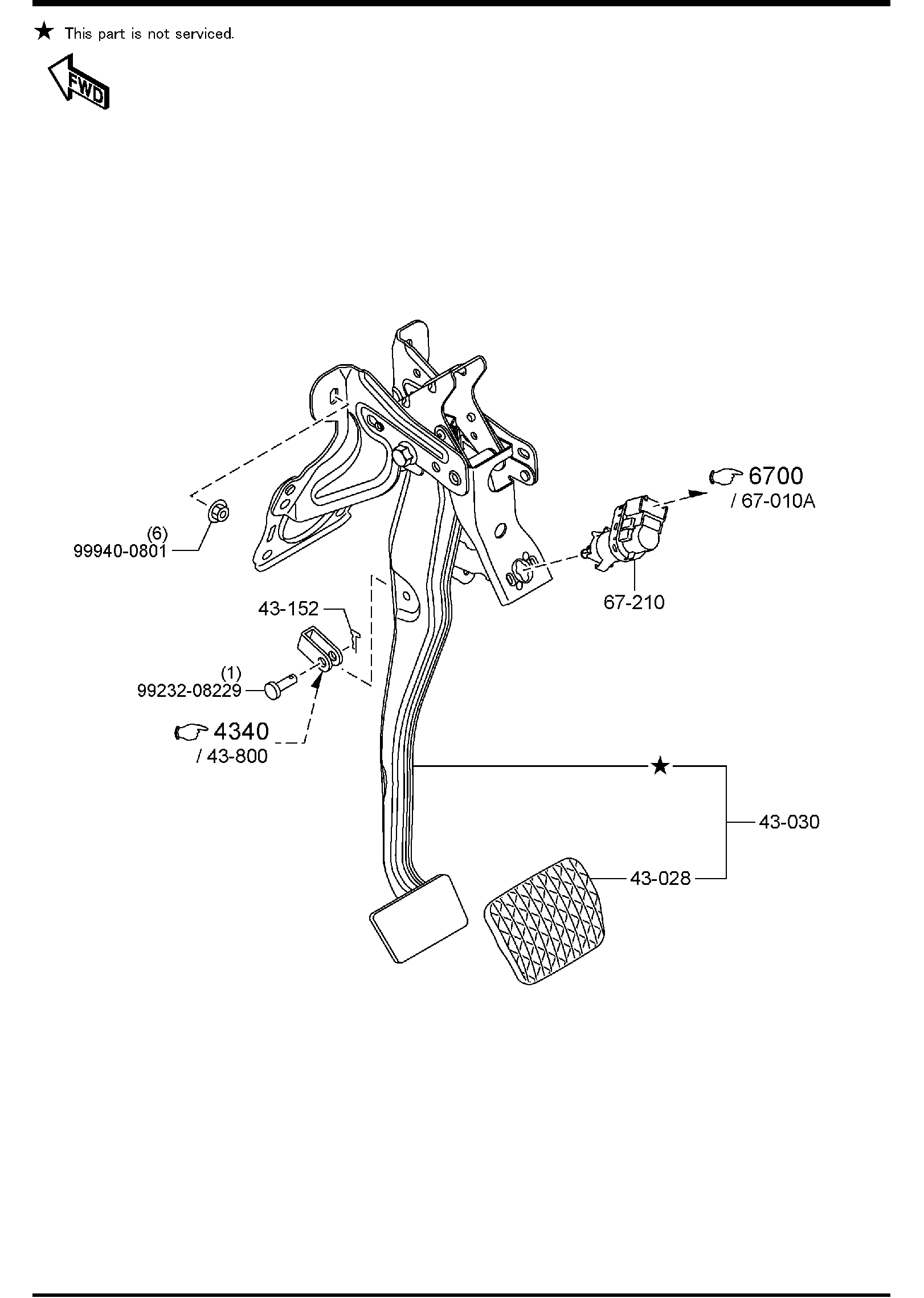 Diagram BRAKE PEDAL (AUTOMATIC TRANSMISSION) for your Mazda
