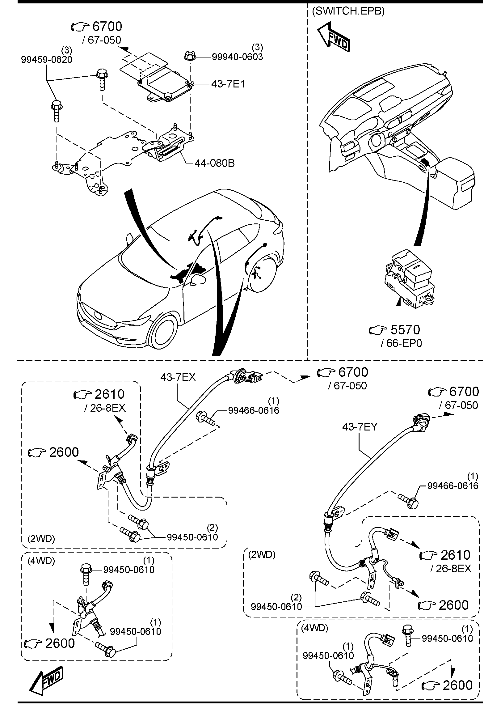 Diagram PARKING BRAKE SYSTEM for your Mazda