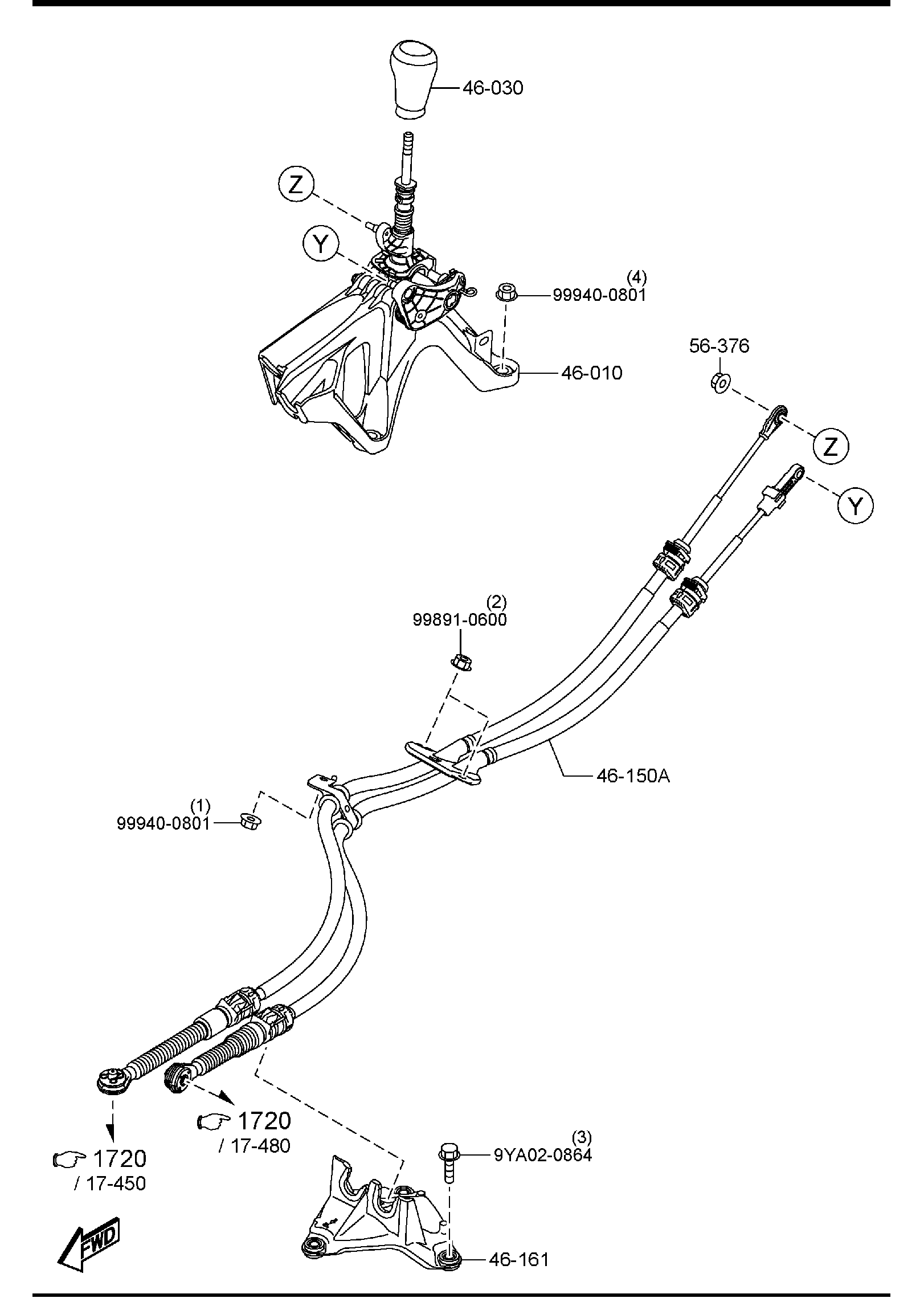 Diagram CHANGE CONTROL SYSTEM (MT) for your Mazda