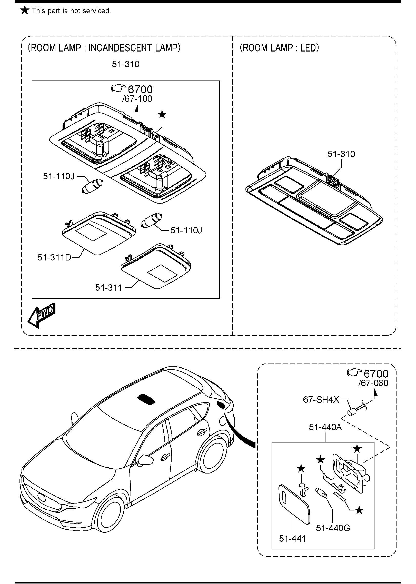Diagram INTERIOR LAMPS for your Mazda