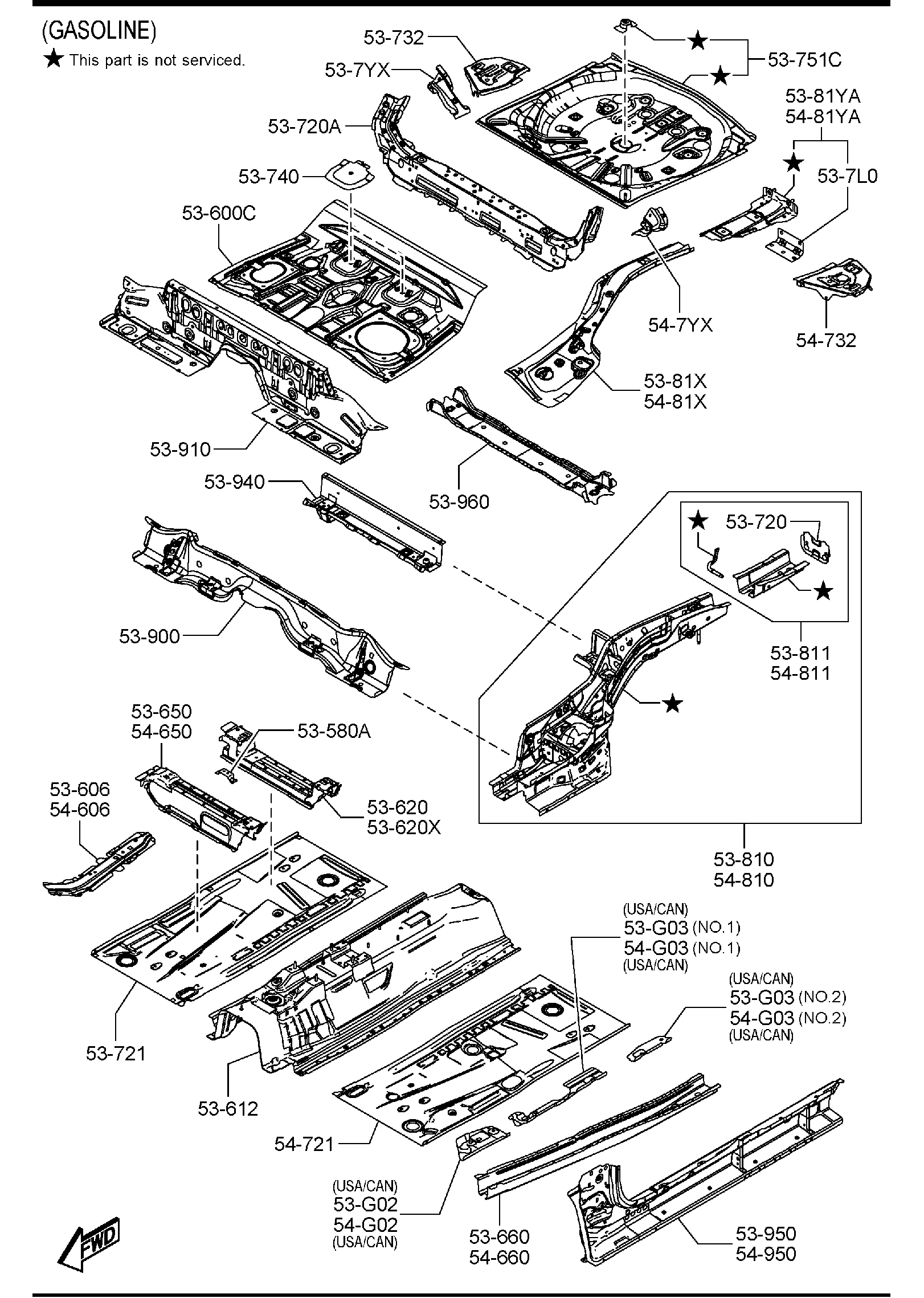 Diagram FLOOR PANELS for your Mazda