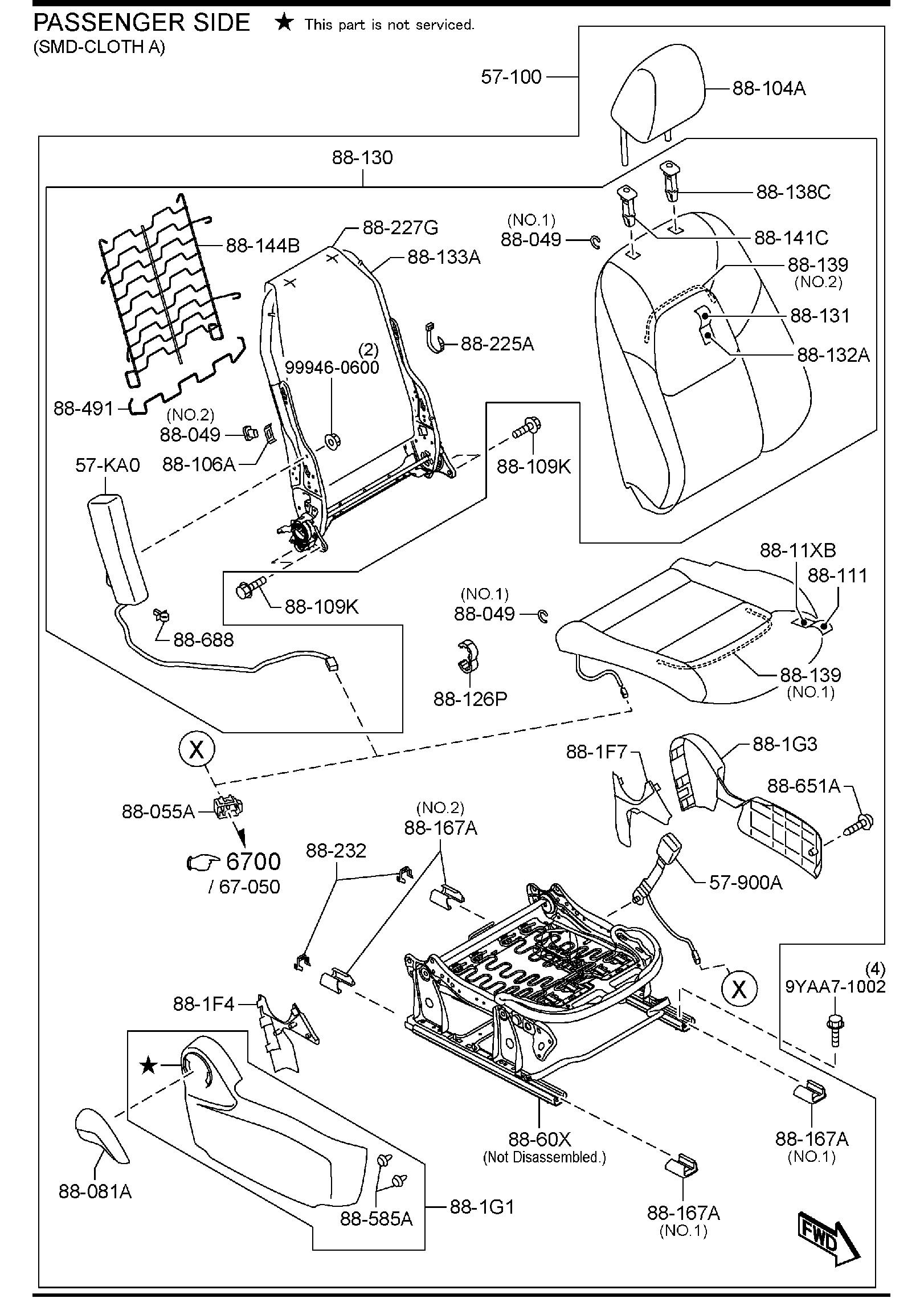 Diagram FRONT SEATS (MEXICO) for your 2011 Mazda Tribute   