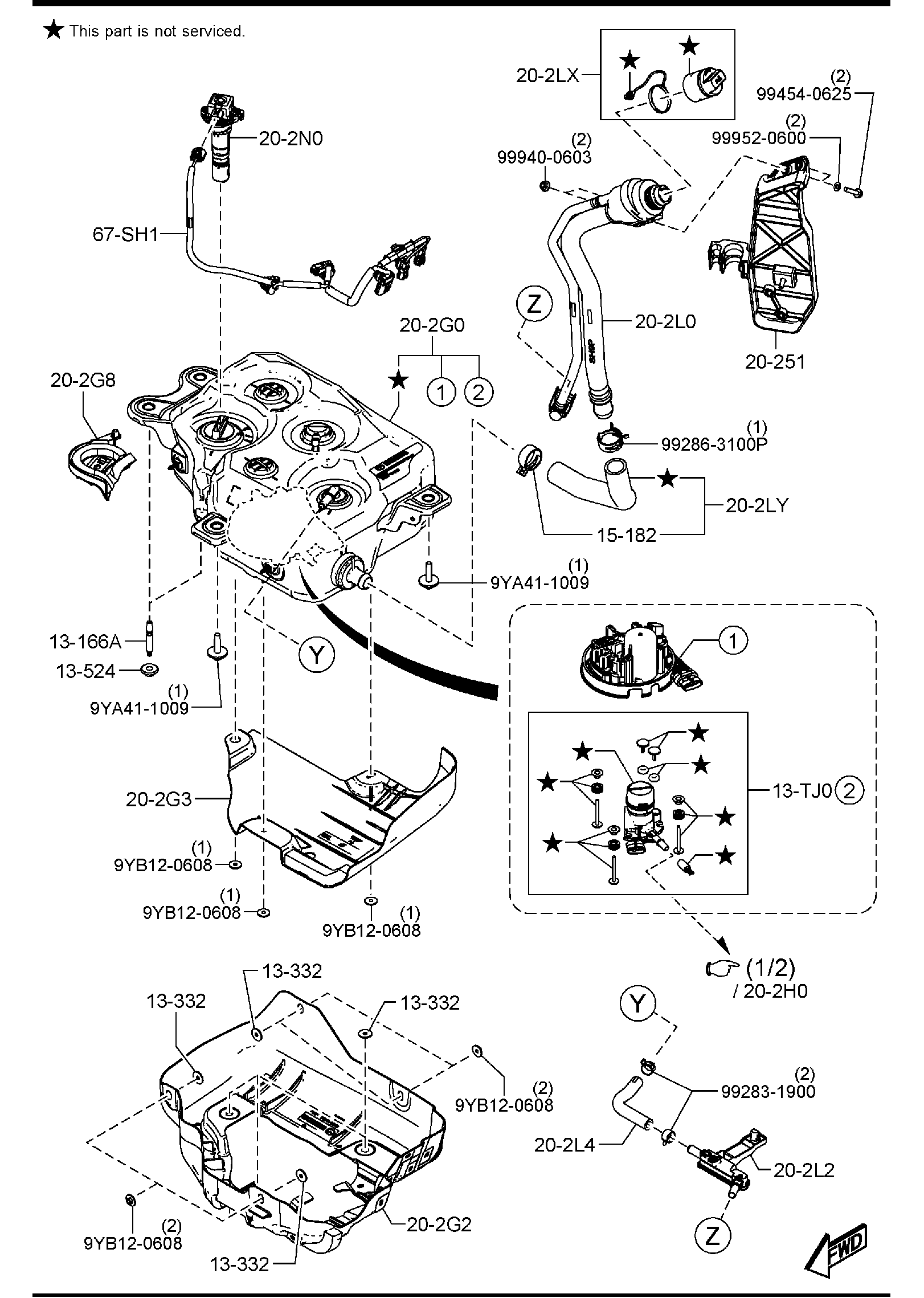 Diagram EXHAUST SYSTEM (DIESEL) for your Mazda