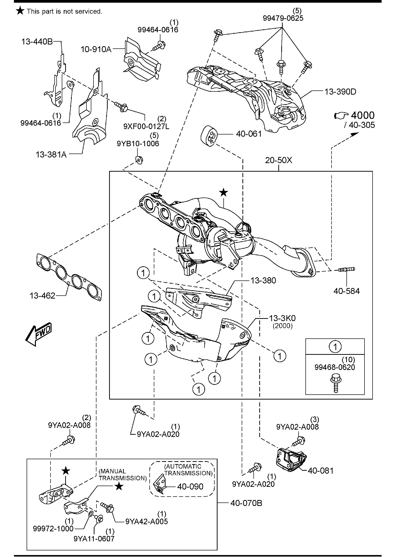 Diagram EXHAUST MANIFOLD (W/O TURBO) for your 2023 Mazda CX-50  WAGON S PREFERRED 