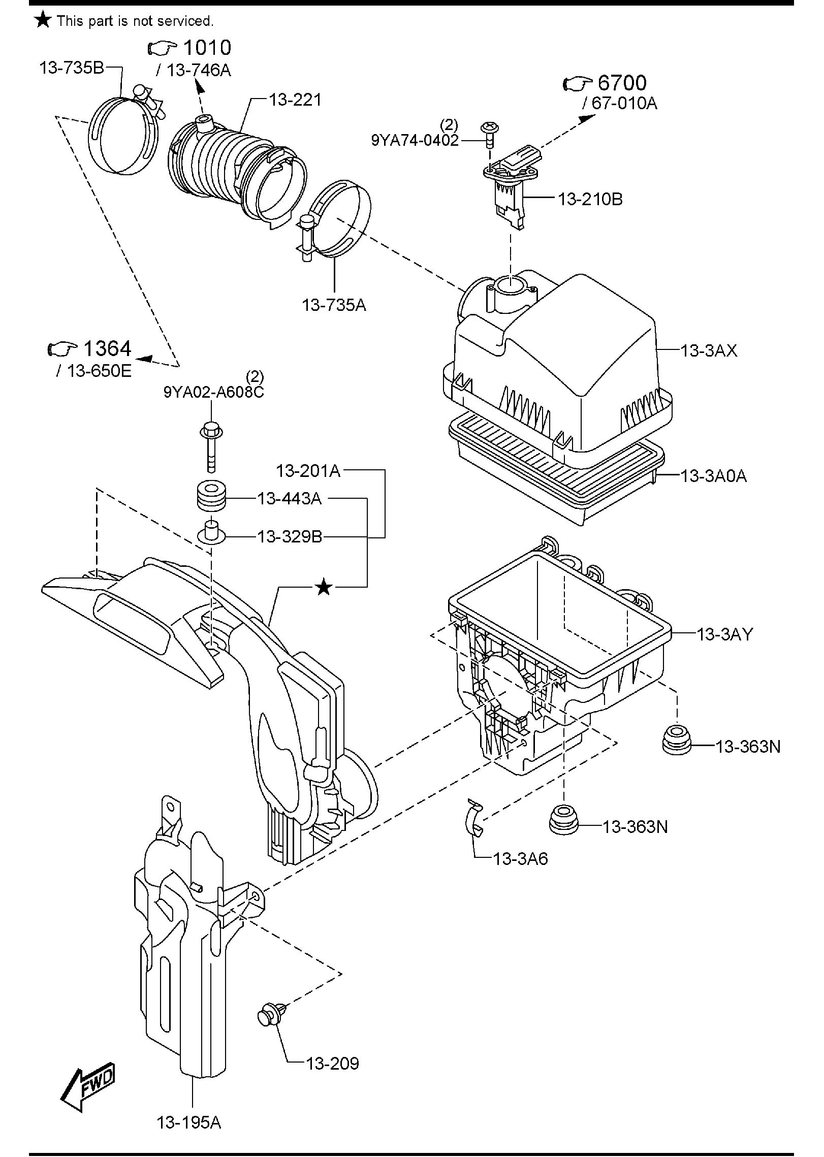 Diagram AIR CLEANER (W/O TURBO) for your Mazda