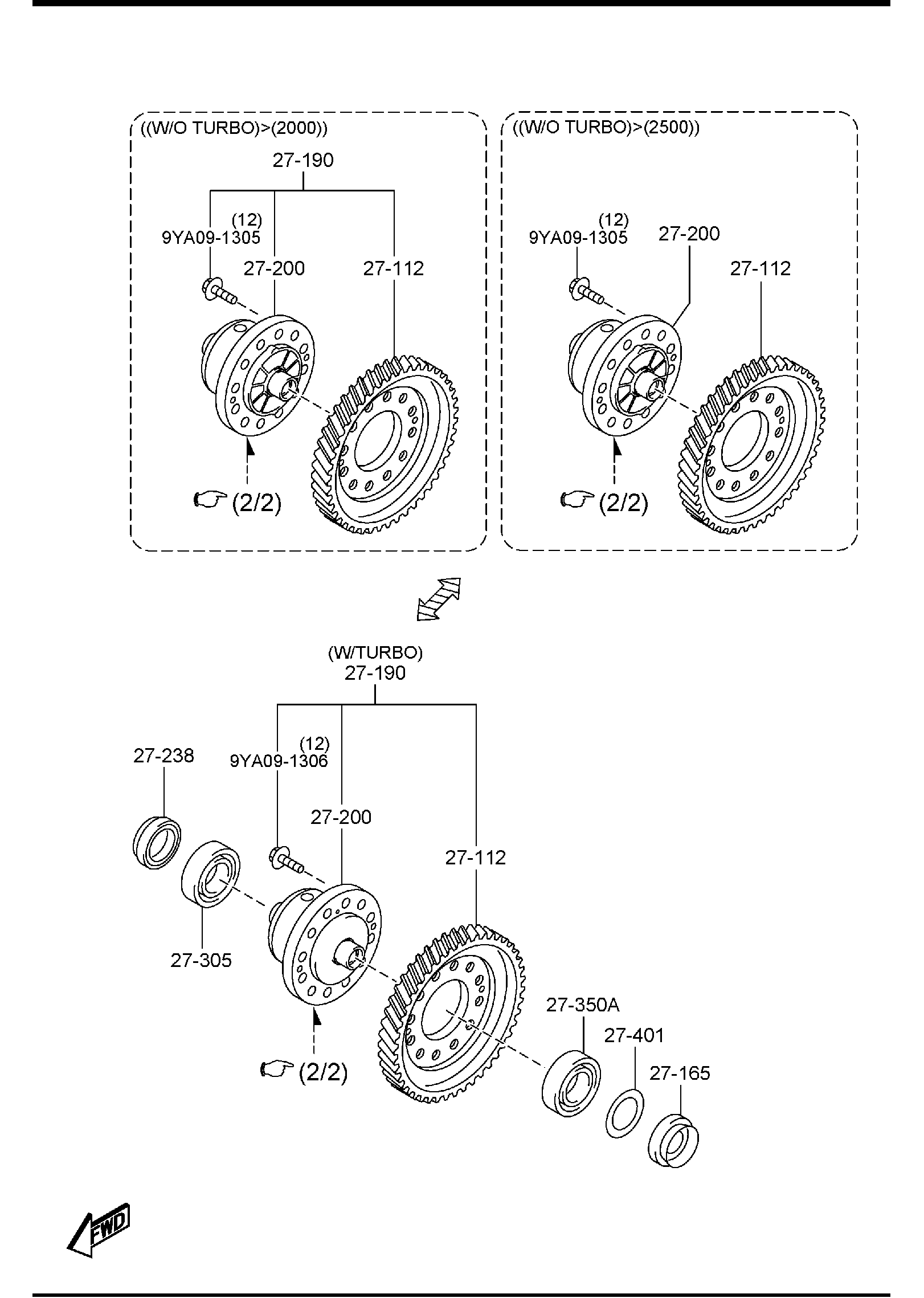 Diagram FRONT DIFFERENTIALS (2WD)(AT) for your Mazda
